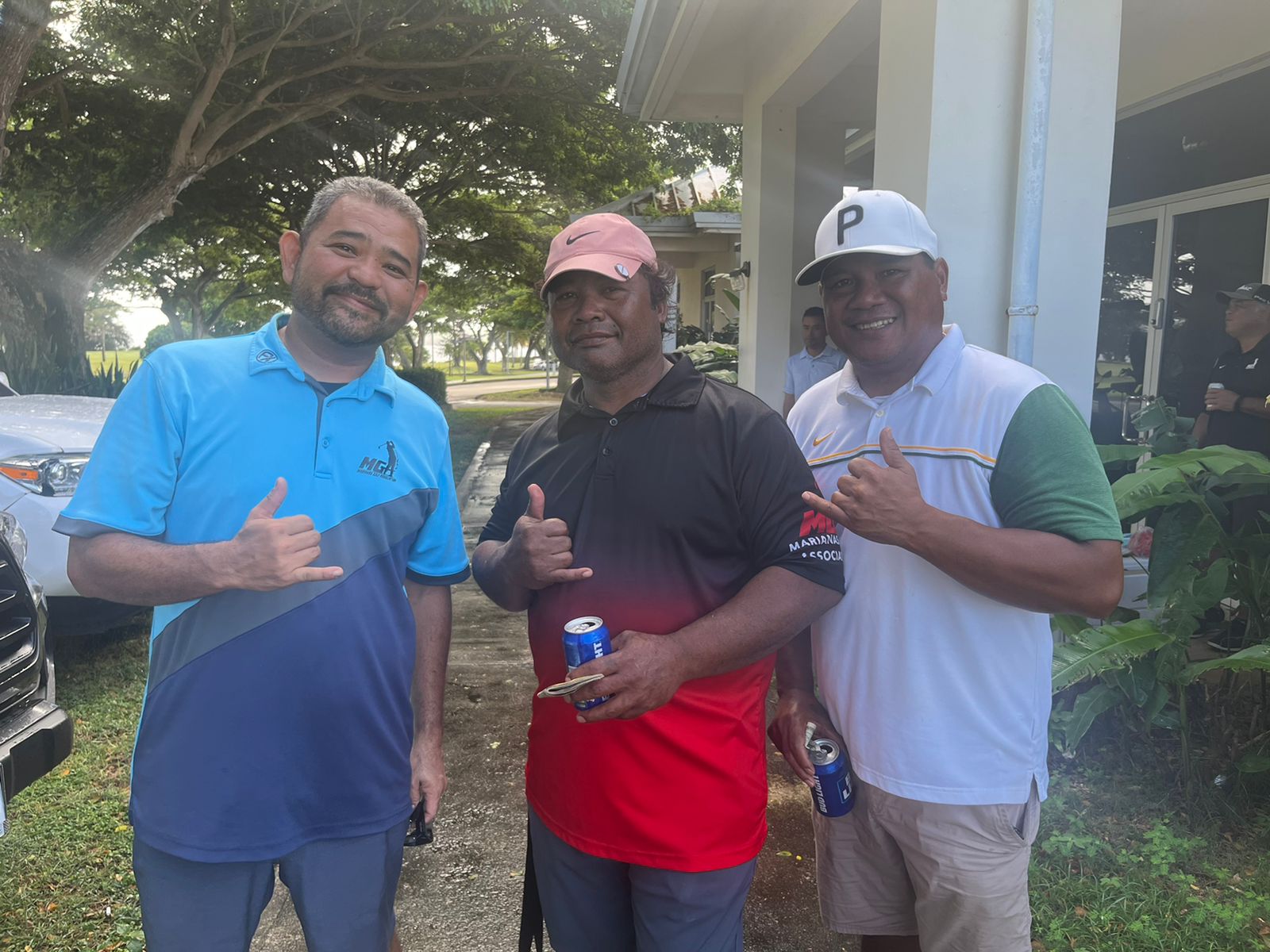 Marianas Golf Association's December Ace Jesse Stole, 2nd place Calvin Yamagishi and 3rd place Patrick George pose for a photo following the MGA tournament on Sunday at Laolao Bay Golf & Resort.