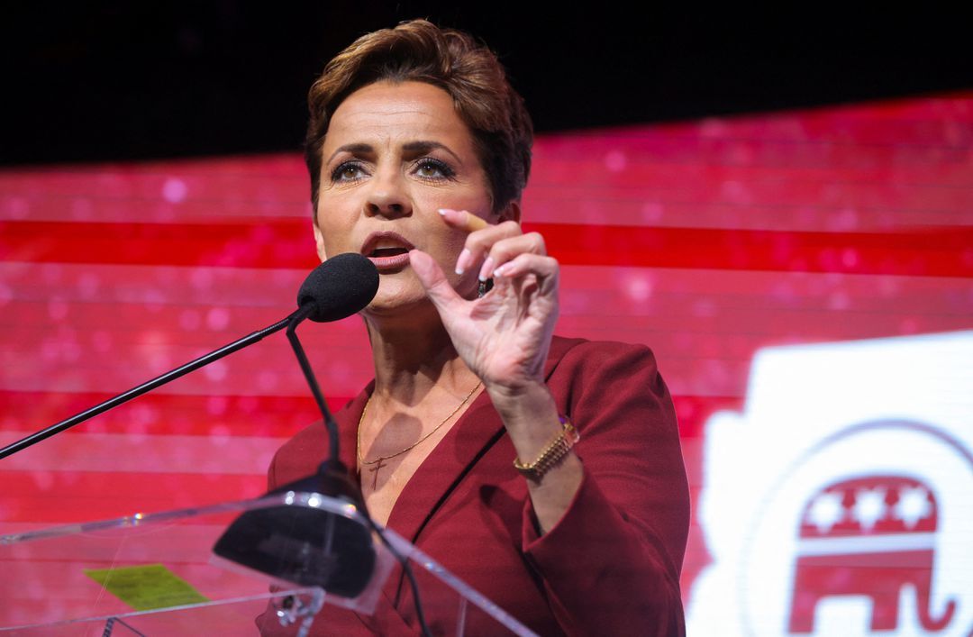 Republican candidate for Arizona governor Kari Lake speaks at the Republican Party of Arizona's 2022 U.S. midterm elections night rally in Scottsdale, Arizona, Nov. 8, 2022.