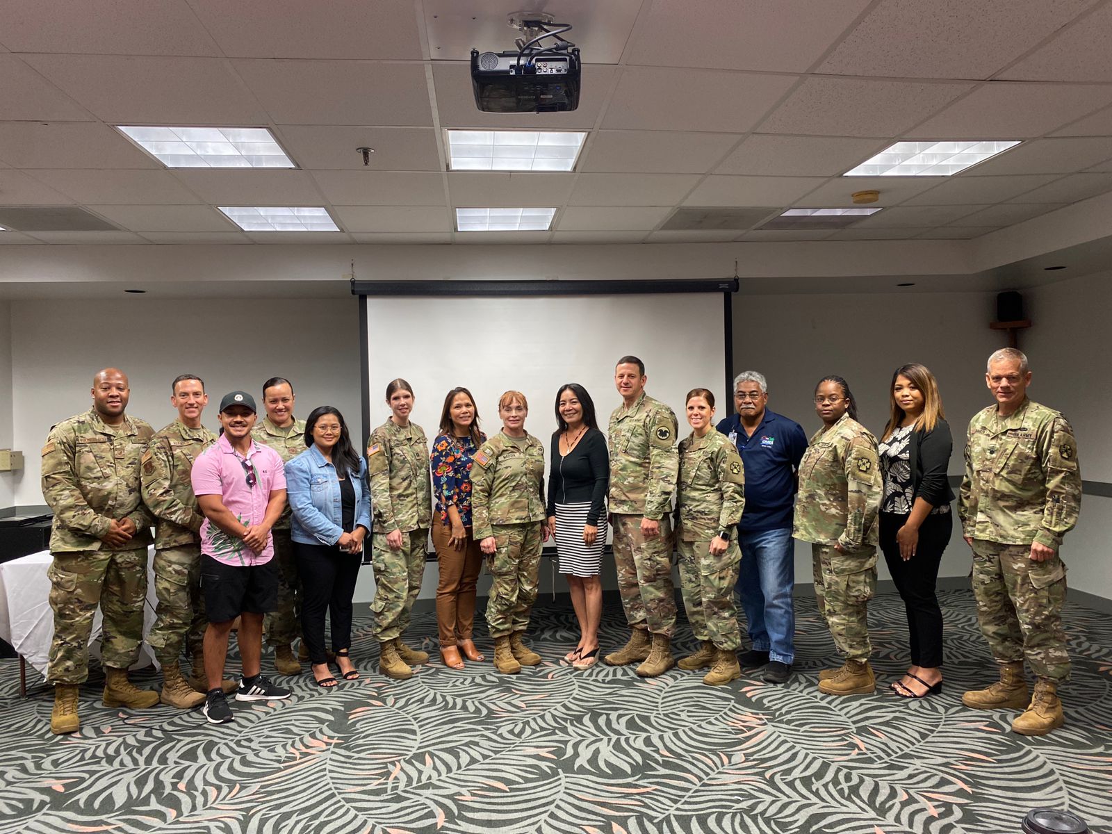 From left, TSgt. Otis Youngblood, Lt. Col Andrew Adamich, Jonas Okawa of the Youth Affairs Office, MSgt Tammy Annis, Daisy Babauta of the Commonwealth Bureau of Military Affairs, CPT Penny Cannon, Public School System's Leila Yumul, Maj. Samantha Madsen, Special Assistant for Military Affairs Glenna Sakisat Palacios, Maj. Daniel LaVorgna, SFC Tausha Harr, Commonwealth Healthcare Corp.'s John Tagabuel, CPT Chrystal Warburton, CBMA’s Coryn Achas and LTC Eugene Johnson. Contributed photo