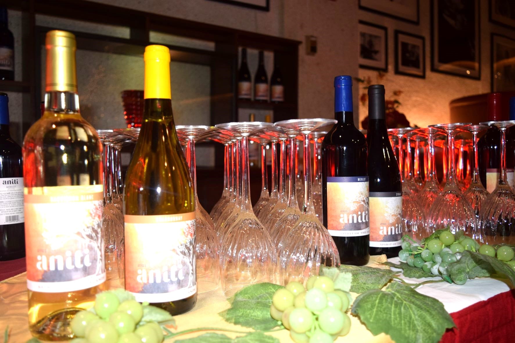 A selection of Aniti wines awaits guests during the reopening of Kevin's Prime Rib & Seafood at Aqua Resort Club on Dec. 1, 2022.