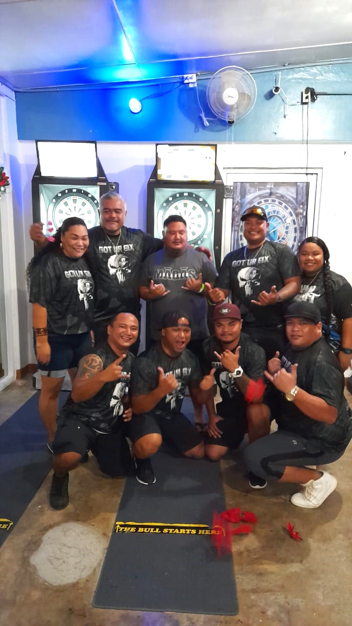 True North Got Ur 6ix team members pose for after defeating the 6JMS DPS Enforcers to win the inter-government division championship of the SEDA Bud Light Dart League Friday at the True North Bar.