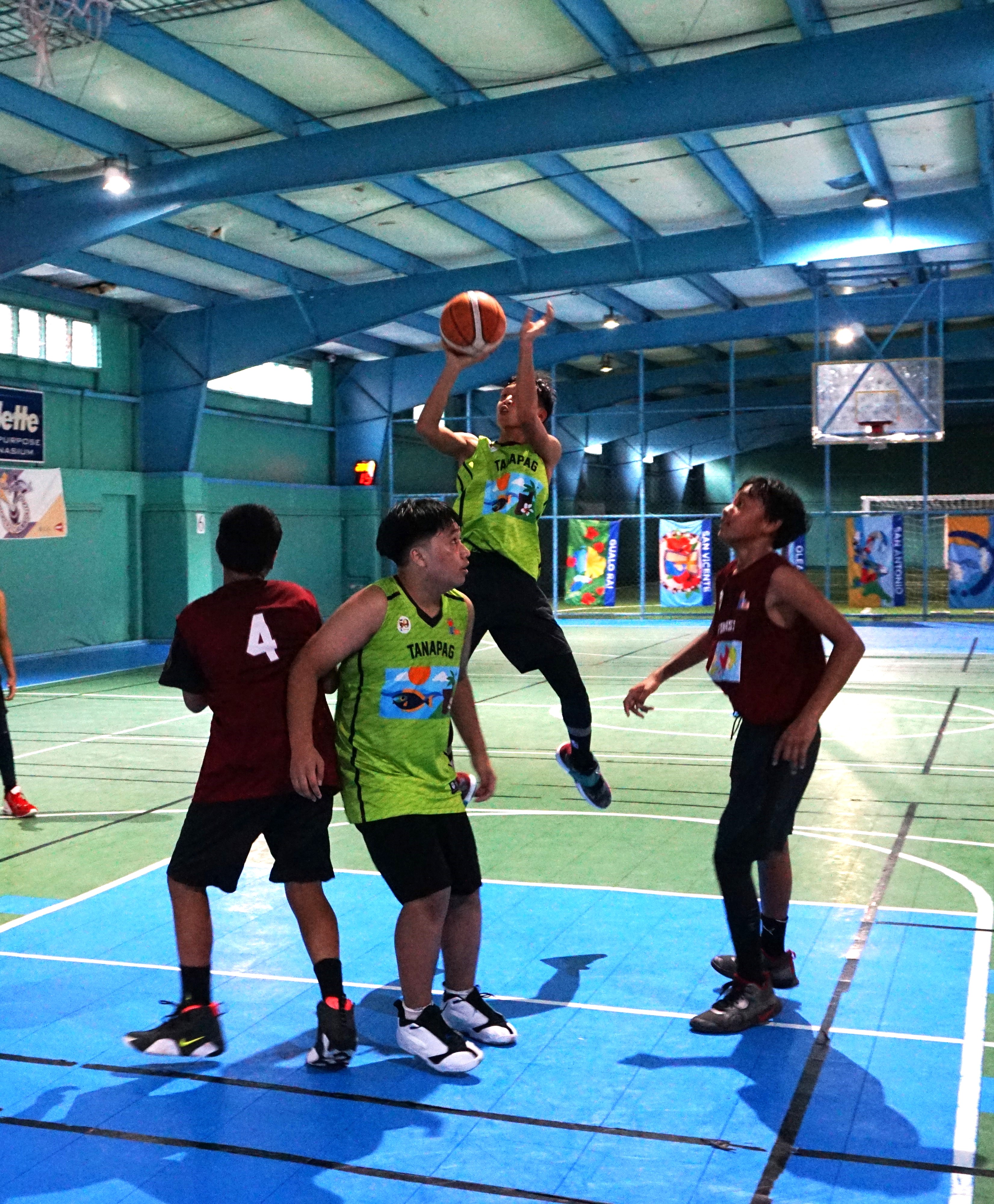 Tanapag's Dale Garcia takes the midrange jump shot during a U13 boys division semifinal game  of the 2022 Marianas Village Pride Basketball League at the TSL Sports Complex on Saturday.