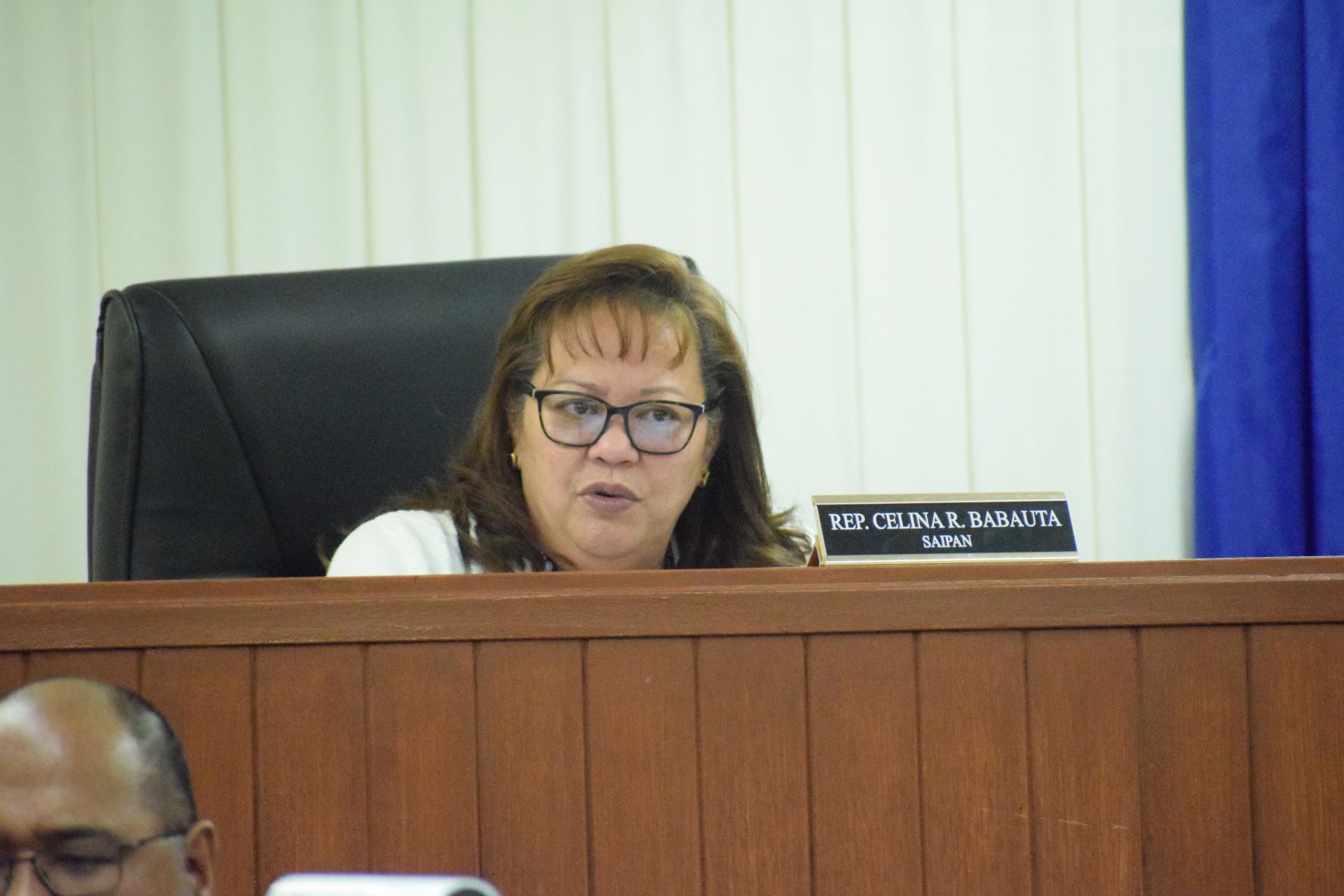 Rep. Celina Babauta speaks during a House joint committee hearing on the Building Optimism, Opportunity, and Stability Together program on Thursday.