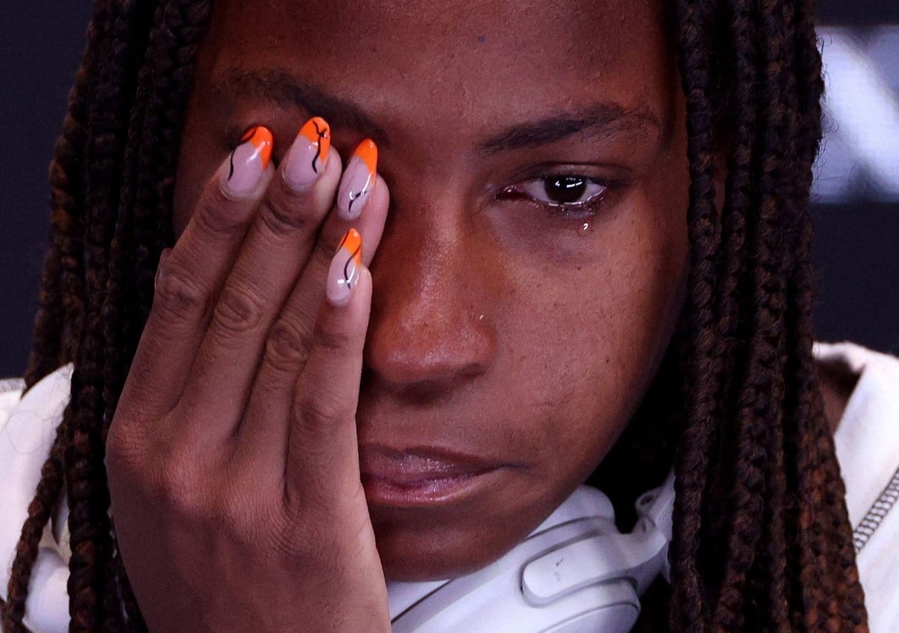 Coco Gauff of the U.S. during a press conference after losing her fourth round match against Latvia's Jelena Ostapenko in the Australian Open on Jan. 22, 2023.