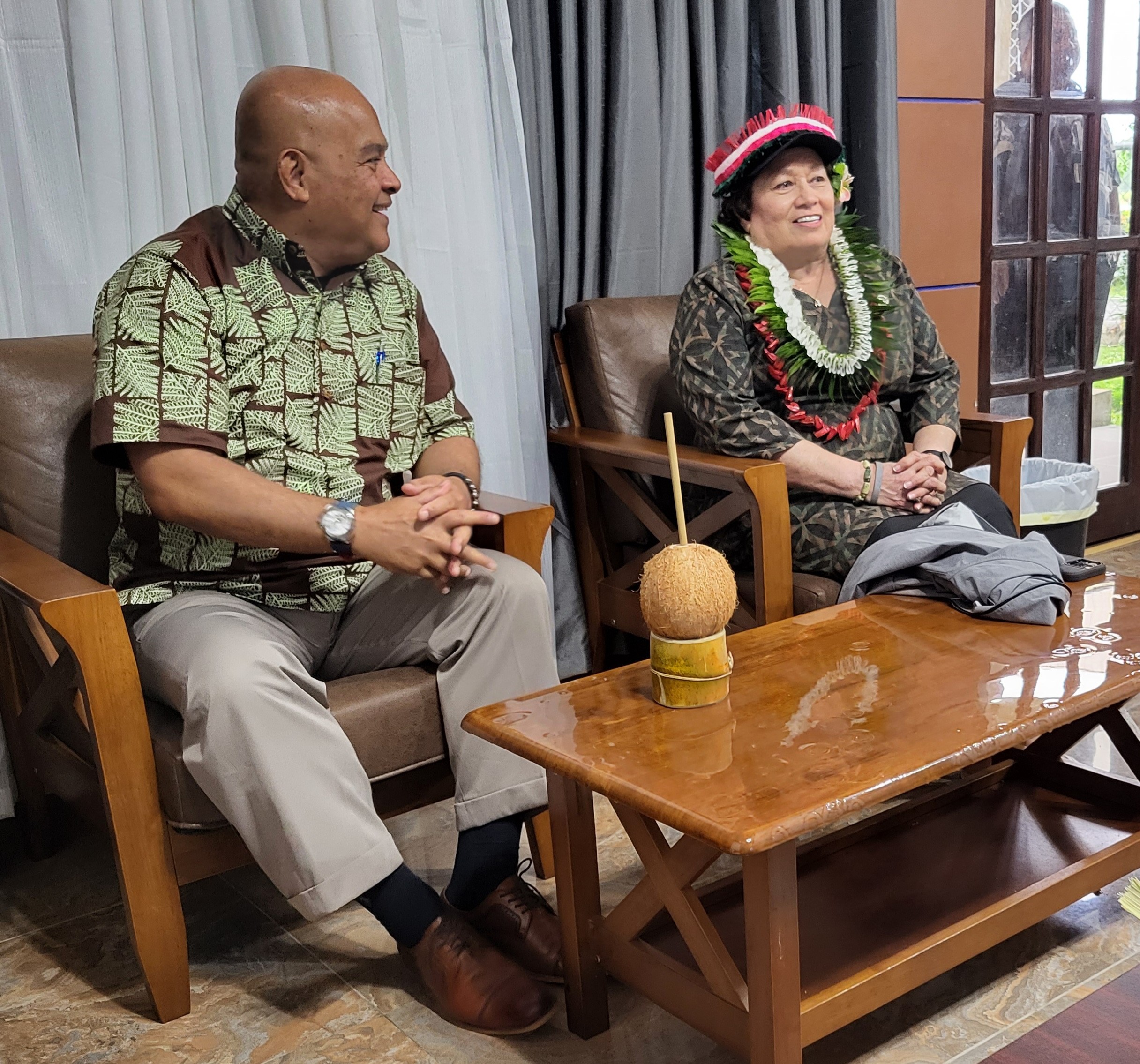 U.S. Congresswoman Uifa’atali Amata of American Samoa with FSM President David Panuelo.