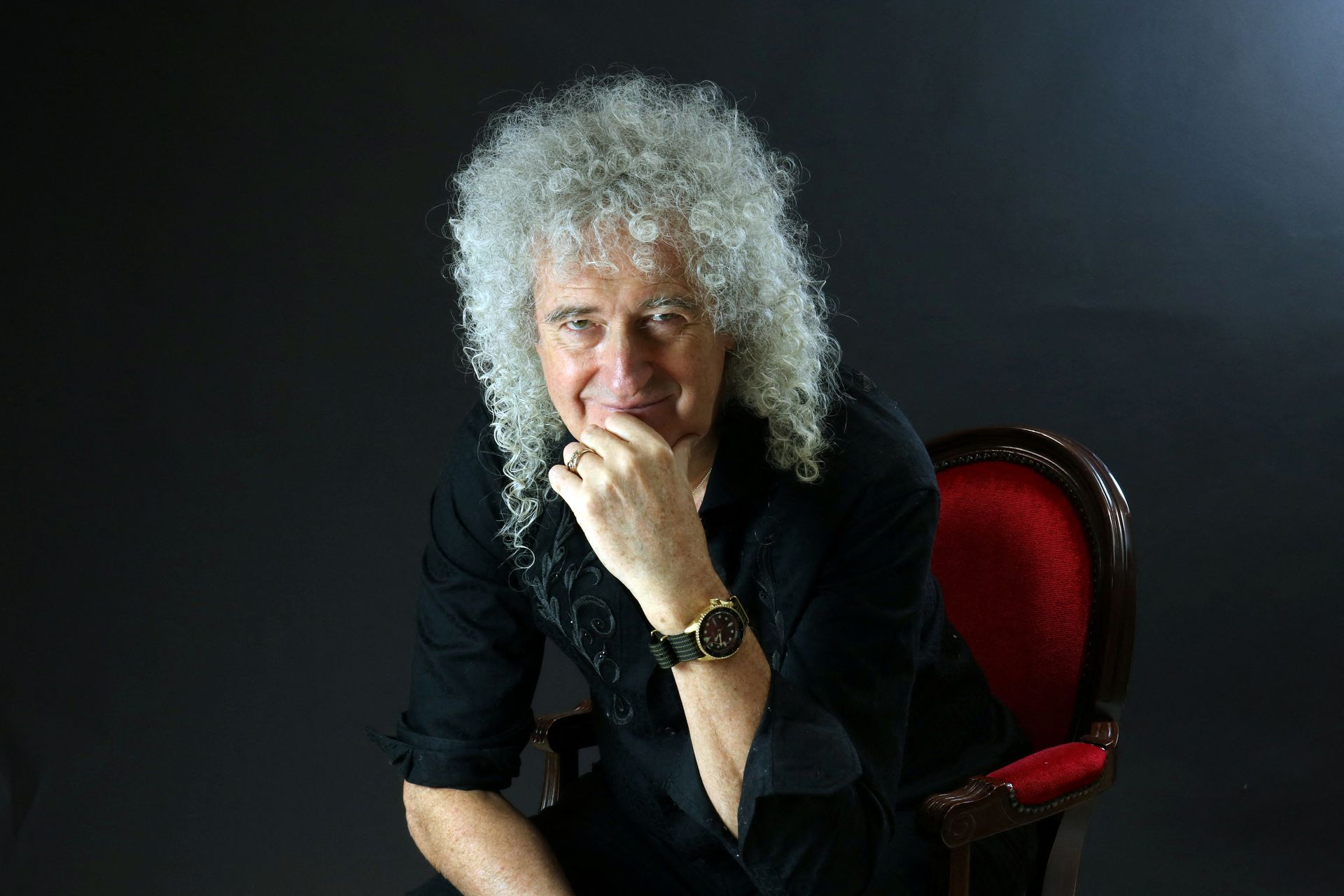 Brian May poses in this 2022 handout image obtained by Reuters.