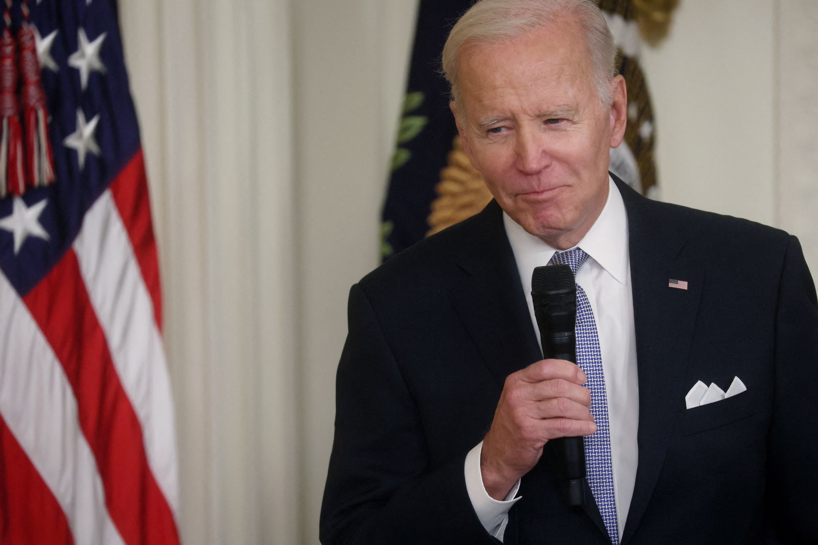 President Joe Biden speaks as he hosts mayors from the U.S. Conference of Mayors' Winter Meeting and other officials in the East Room at the White House in Washington, D.C., Jan. 20, 2023.