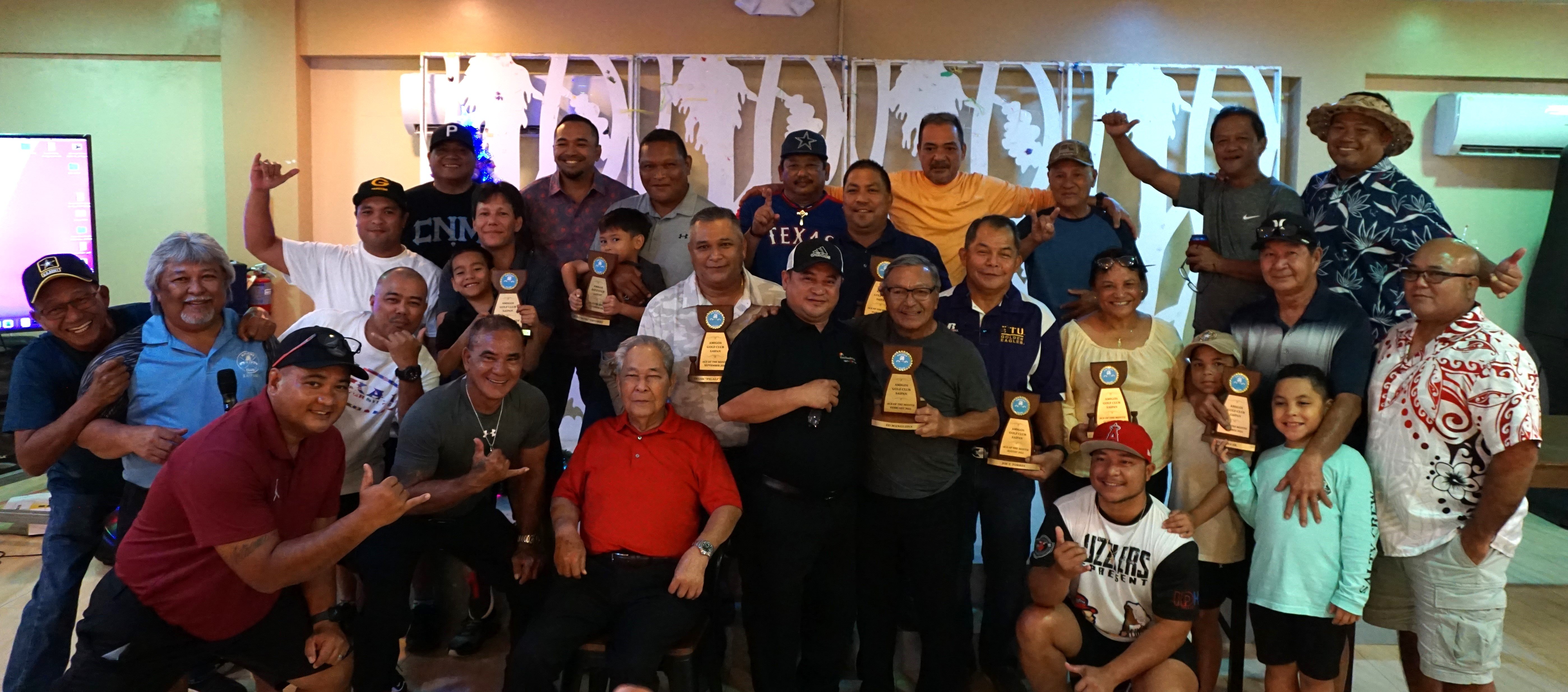 Amigos Golf Club members pose for a photo during a banquet at the Rendezvous Restaurant of Saipan Vegas.