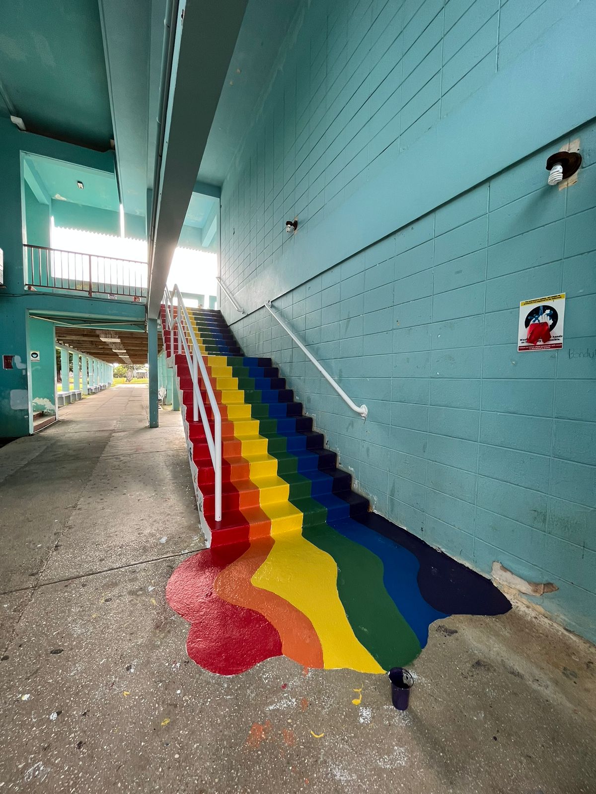 Marianas High School’s Marianas School Pride ambassadors and volunteers beautified one of the busiest spots on campus: the A-Building staircase.