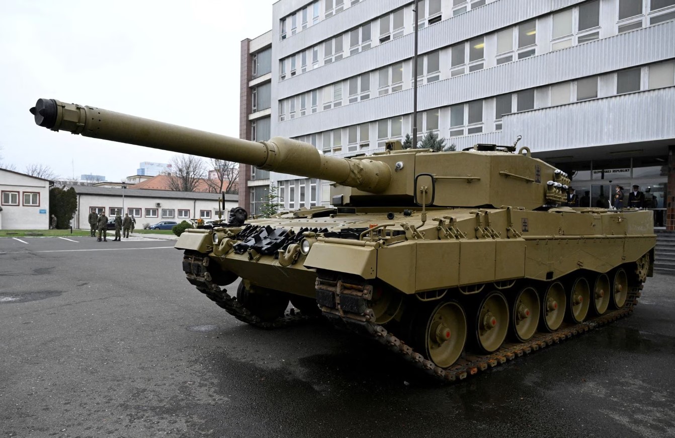 Germany delivers its first Leopard tanks to Slovakia as part of a deal after Slovakia donated fighting vehicles to Ukraine, in Bratislava, Slovakia, Dec. 19, 2022.