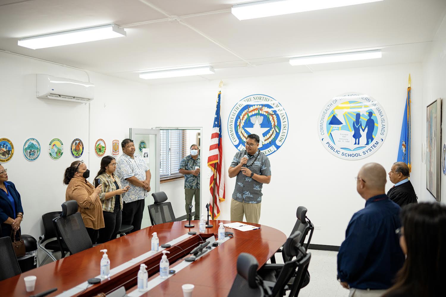 Board of Education Vice Chairman Antonio Borja delivers his remarks after he was sworn in.