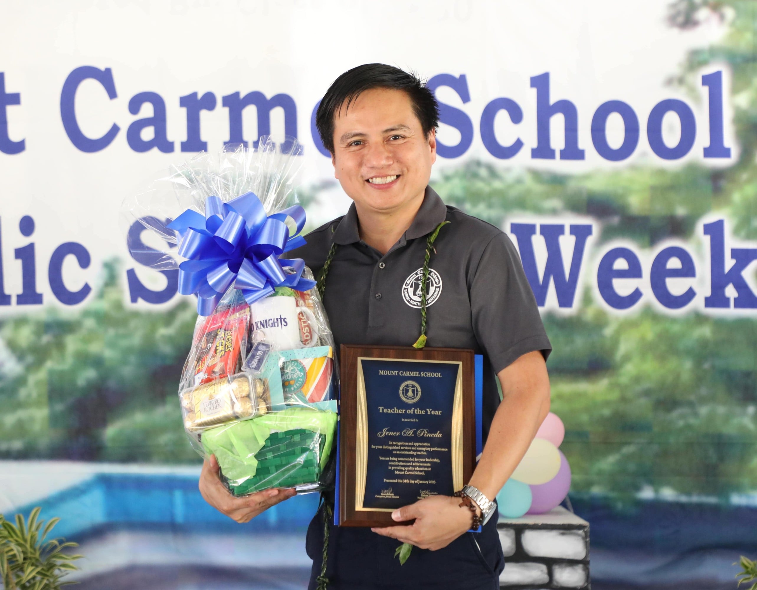 During Mount Carmel School’s Catholic Schools Week: Celebrating Our Faculty and Staff Ceremony, Mr. Jener A. Pineda was named Mount Carmel School’s 2022-2023 Teacher of the Year.