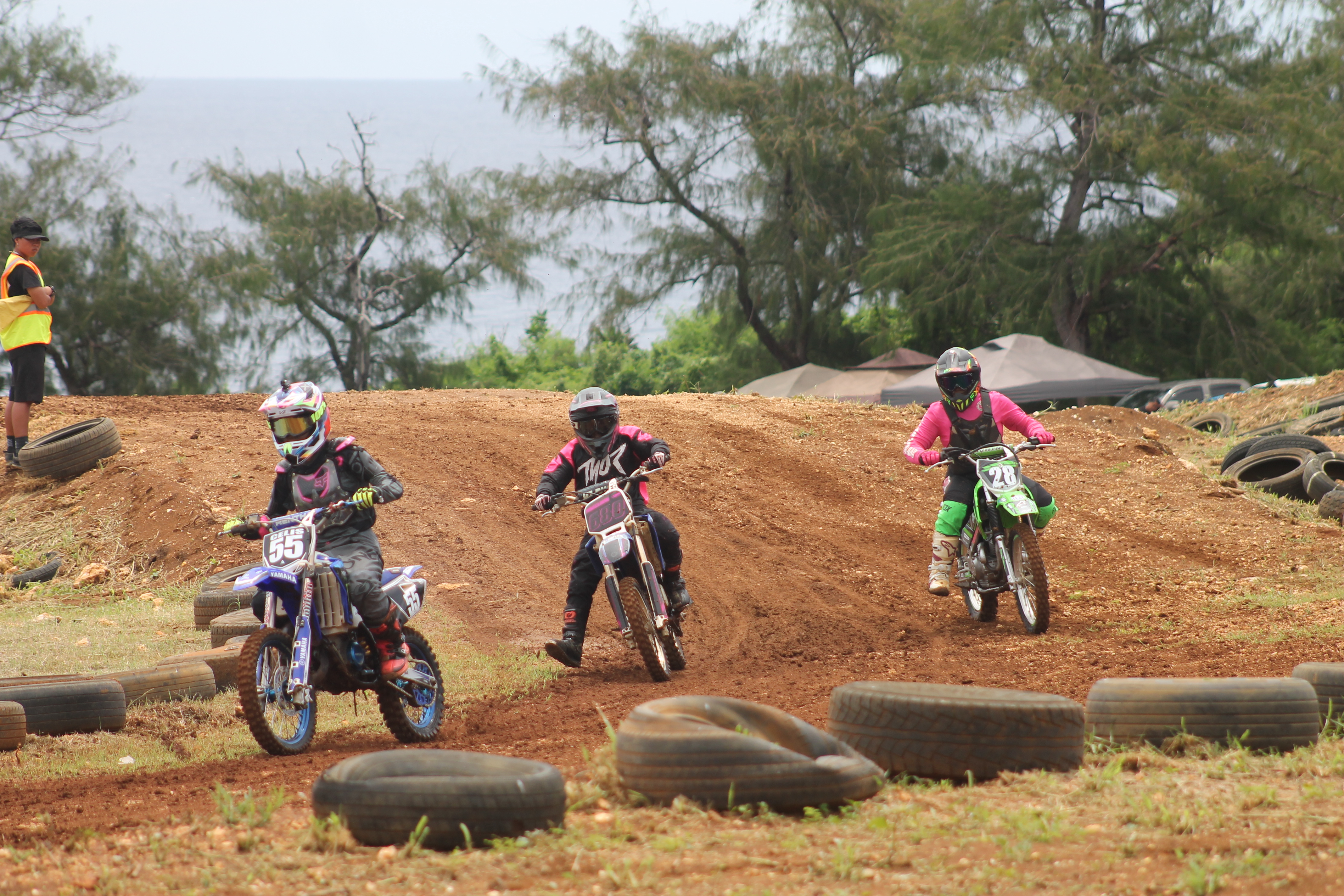 Billie Pangelinan, center, and other Power Puff Class racers are seen in action during the 2022 MRA Points Race Series at Cowtown Raceway Park.