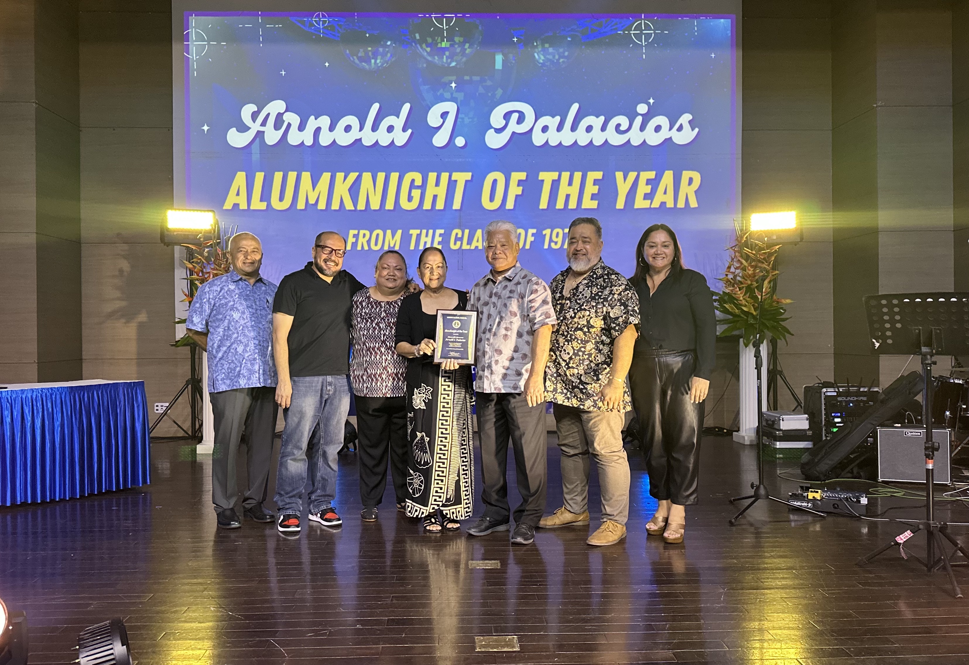 Gov. Arnold I. Palacios was presented the AlumKnight of the Year award during Mount Carmel School’s AlumKnight Association’s “Night with the Knights” event on Saturday, Feb. 4, 2023, at the World Resort Taga Ballroom.