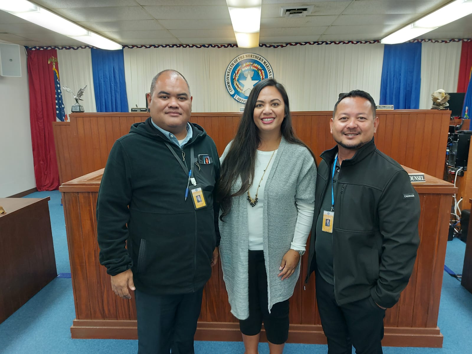 From left, Precinct 4 Rep. Malcolm Jason Omar, former Rep. Sheila J. Babauta and Rep. Joel C. Camacho.