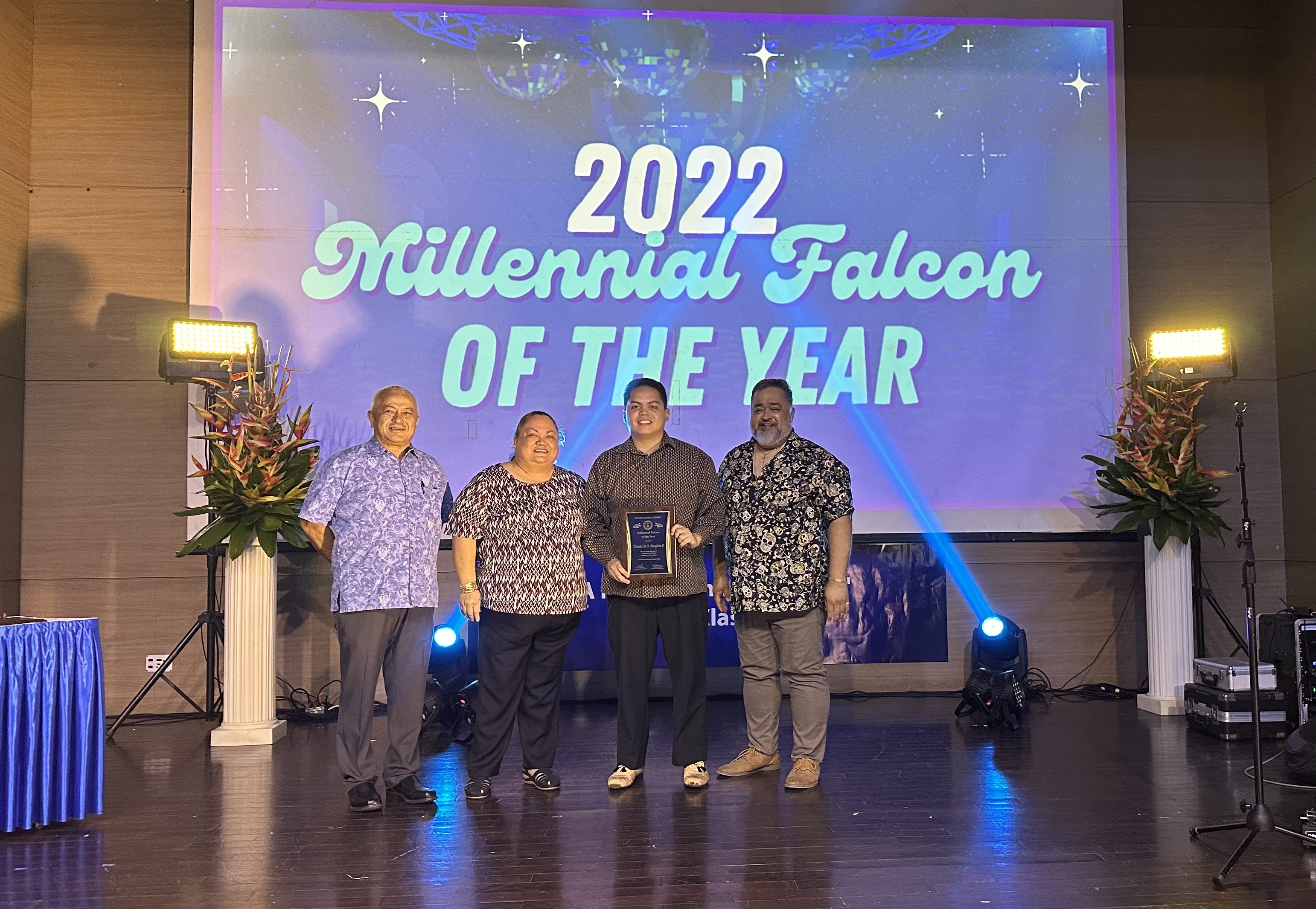 Thomas Lee A. Manglona II was presented the Millennial Falcon of the Year award during Mount Carmel School’s AlumKnight Association’s “Night with the Knights” event on Saturday, Feb. 4, 2023, at the World Resort Taga Ballroom.