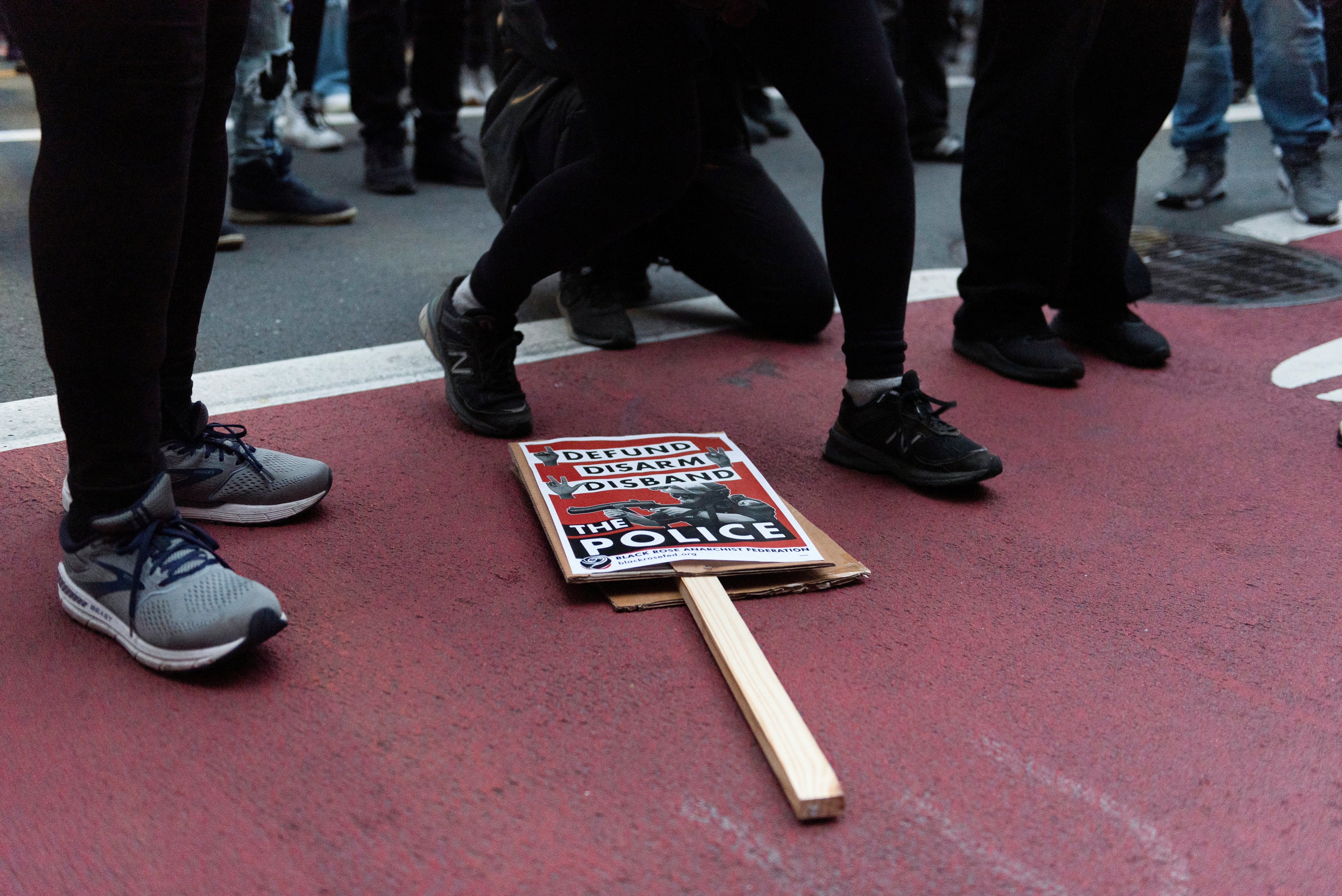 People protest against the fatal beating of Tyre Nichols by Memphis police officers, during a rally in Oakland, California, Jan. 29, 2023. 