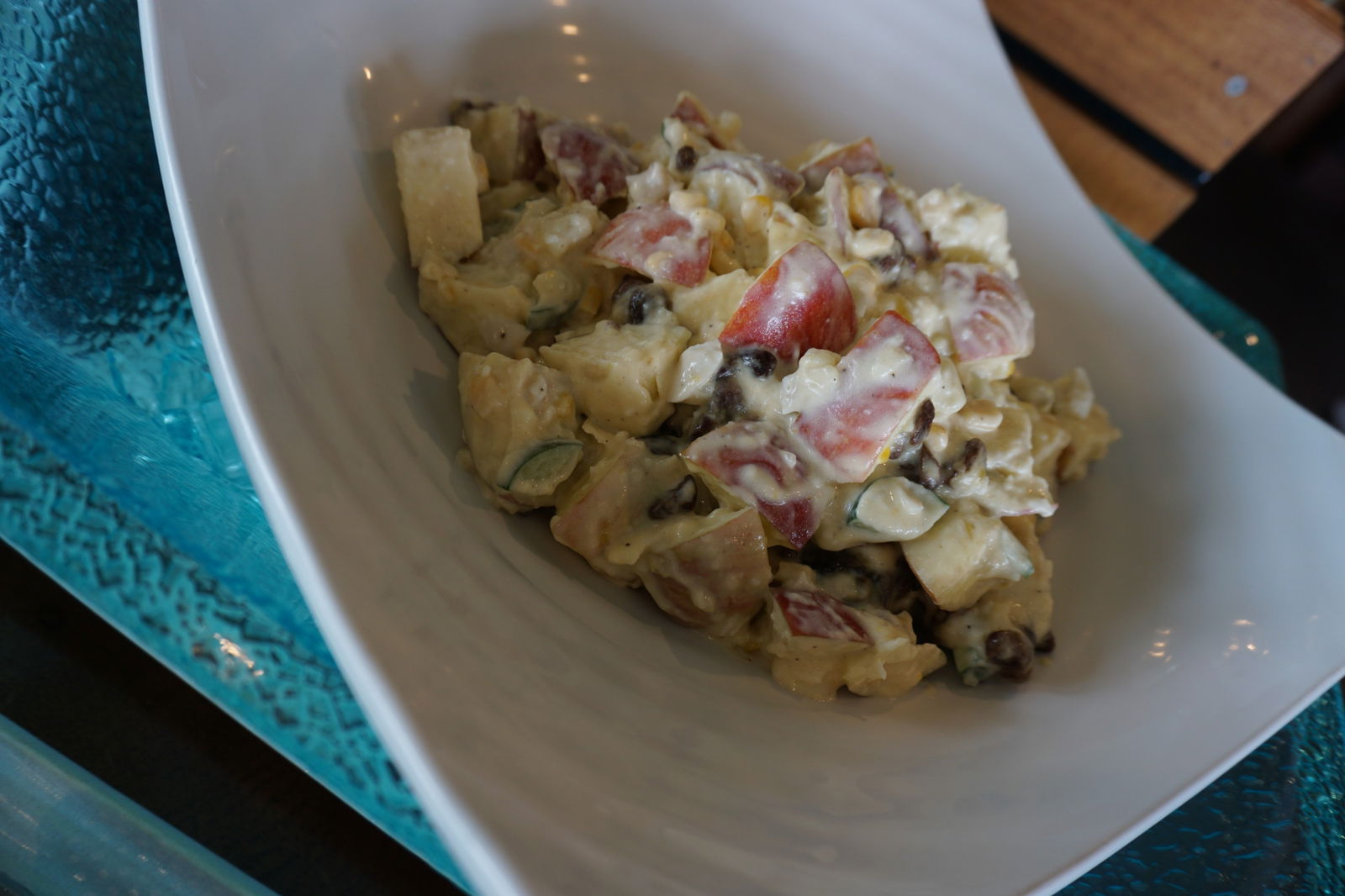 The potato salad is one of the satisfying appetizers on the menu.