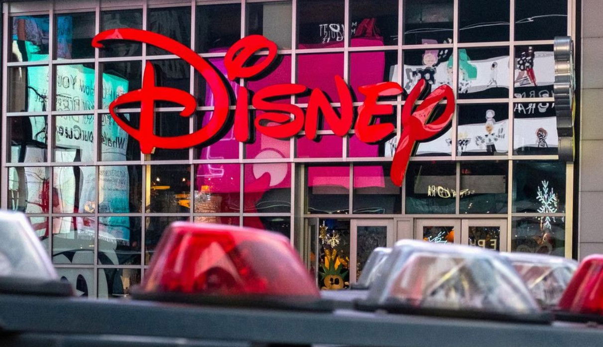 The logo of the Times Square Disney store is seen in Times Square, New York City, Dec. 5, 2019.