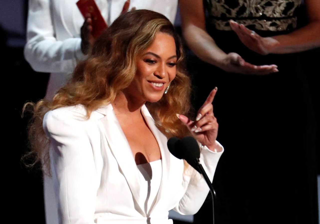 Beyonce reacts after winning the Entertainer of the Year Award at the 50th NAACP Image Awards in Los Angeles, California, March 30, 2019.