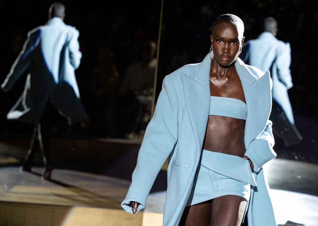 A model presents a creation from the LaQuan Smith Fall and Winter '23 collection at the Rainbow Room during Fashion Week in New York City, Feb. 13, 2023.