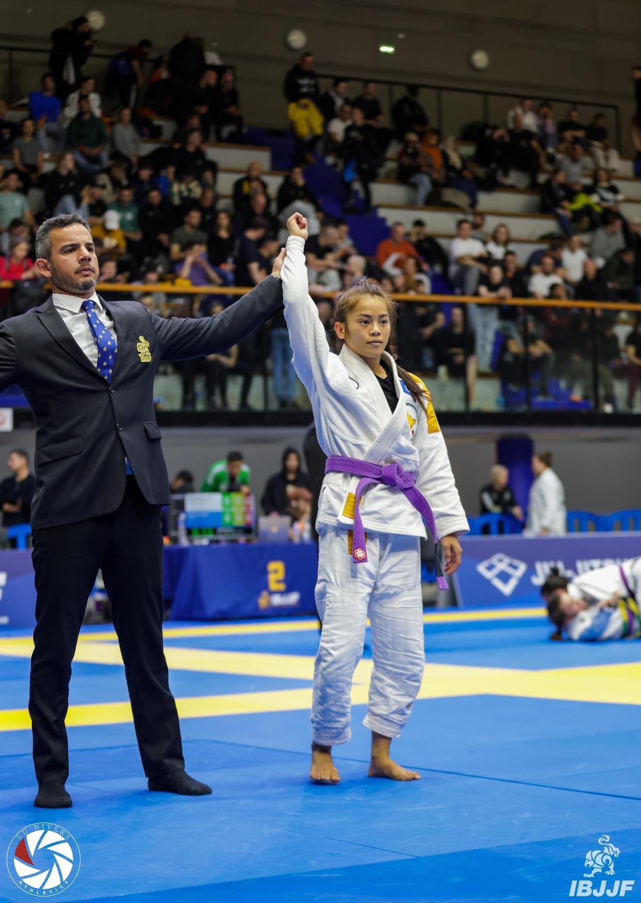 Marilyn Cruz is announced the winner of a match during the 2023 IBJJF European Championships held from Jan. 23 to 29 at the Institut du Judo in Paris, France.