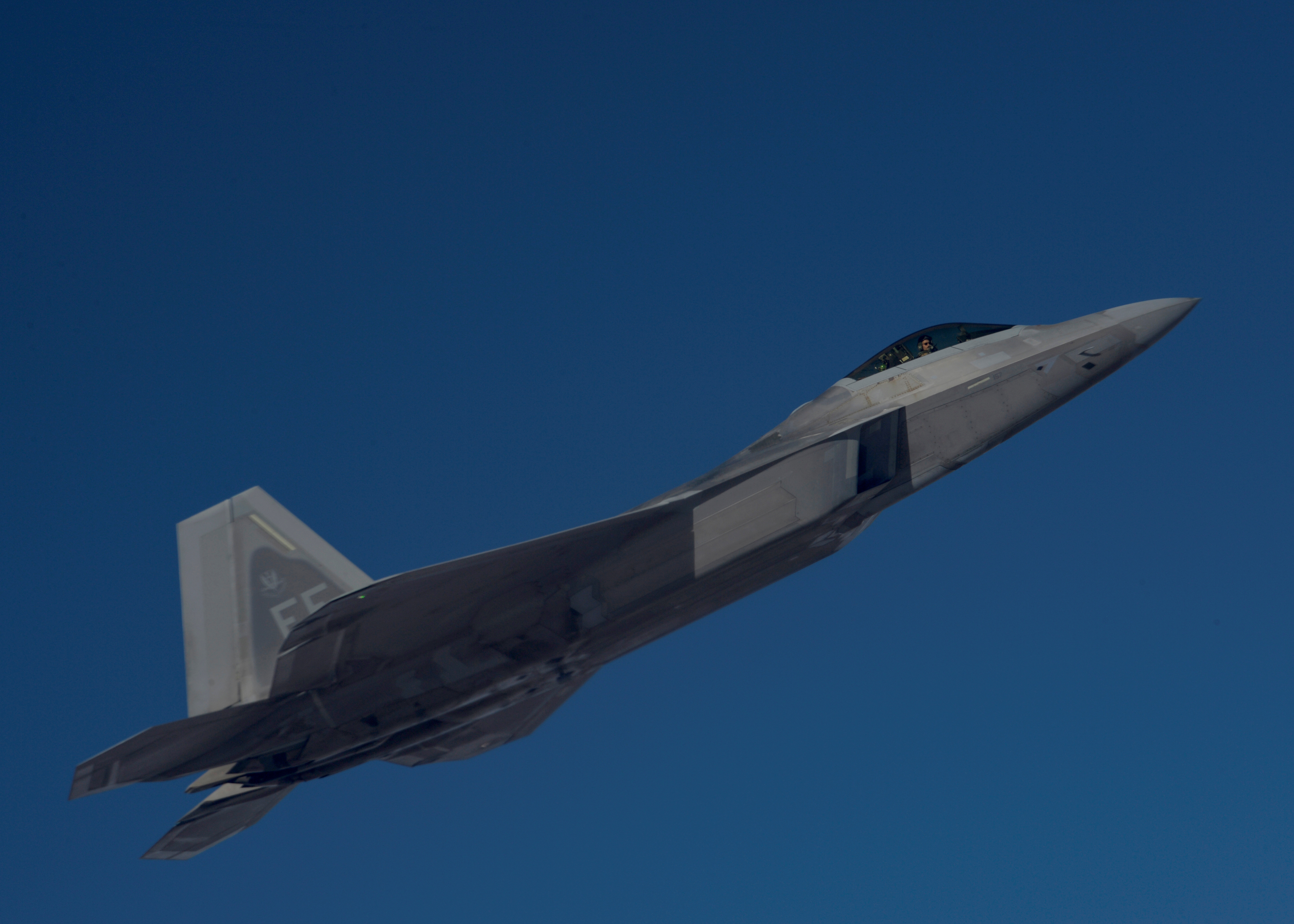 A U.S. Air Force F-22 Raptor, based out of Al Udeid Air Base, Qatar, flies during an aerial refueling mission above an undisclosed location in this undated handout picture released by U.S. Air Force on July 29, 2019.