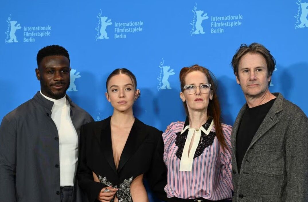 Cast members Marchant Davis, Sydney Sweeney, Josh Hamilton and Director Tina Satter attend a photo call to promote the movie “Reality” at the 73rd Berlinale International Film Festival in Berlin, Germany, Feb. 18, 2023.