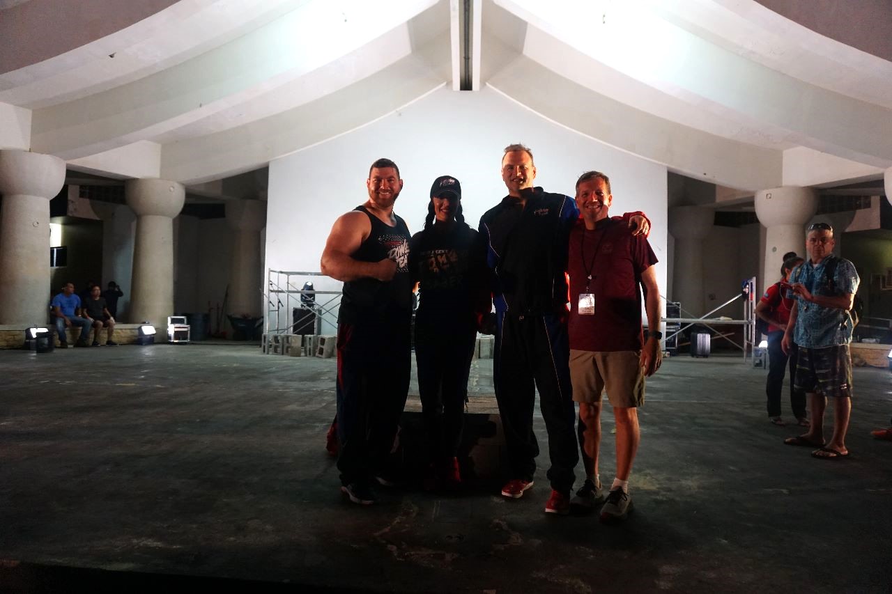 Power Team members Matt Reed, Todd Keene and Crissy Dopson with Pastor Steve Dame of  the Saipan Community Church.