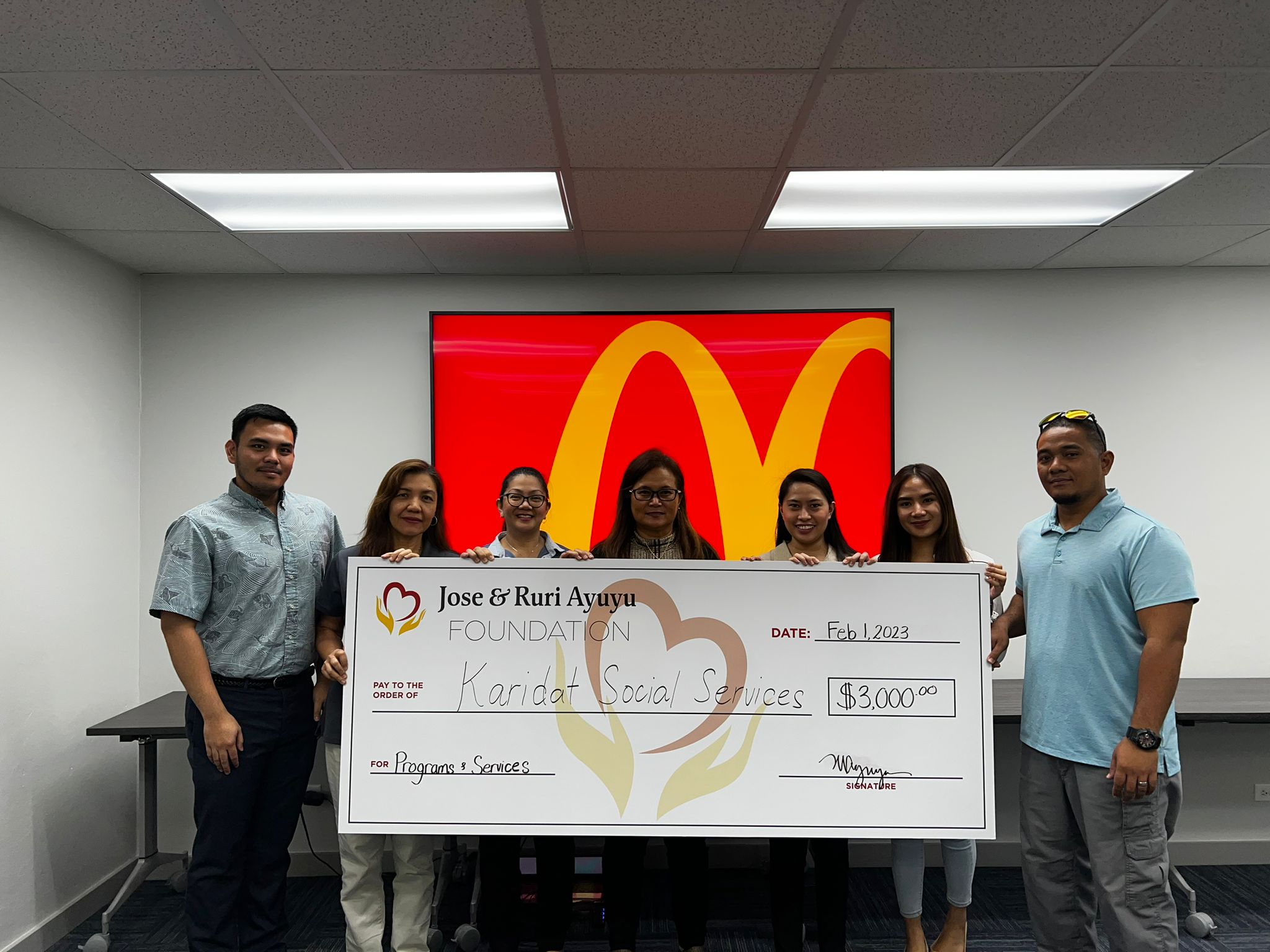 The Jose and Ruri Ayuyu Foundation donated $3,000 to Karidat.