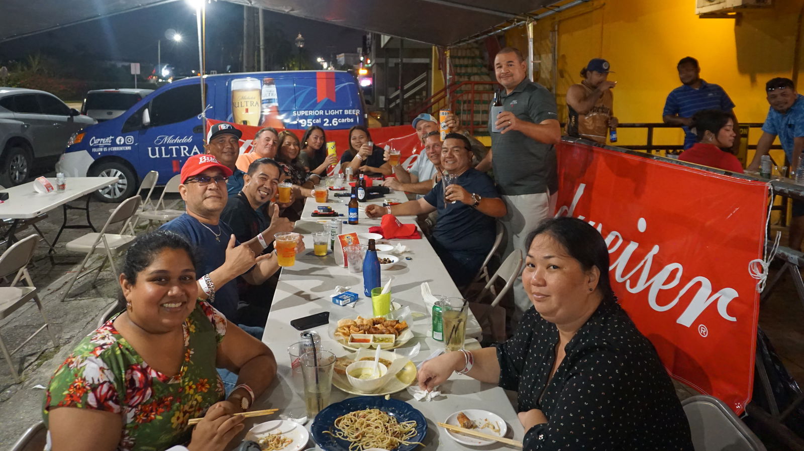 Customers and patrons of Marpac join the celebratory happy hour at Jonny’s Bar & Grill on Tuesday evening during the launch of a $50,000 giveaway promo.