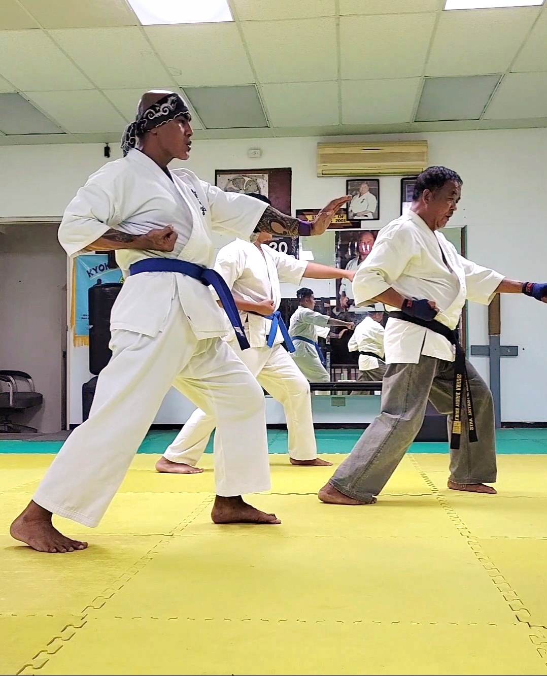 Jerry Diaz, left, trains with Kyokushin Karate Sensei Danny.