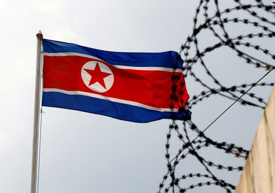 A North Korea flag flutters next to concertina wire at the North Korean embassy in Kuala Lumpur, Malaysia March 9, 2017.