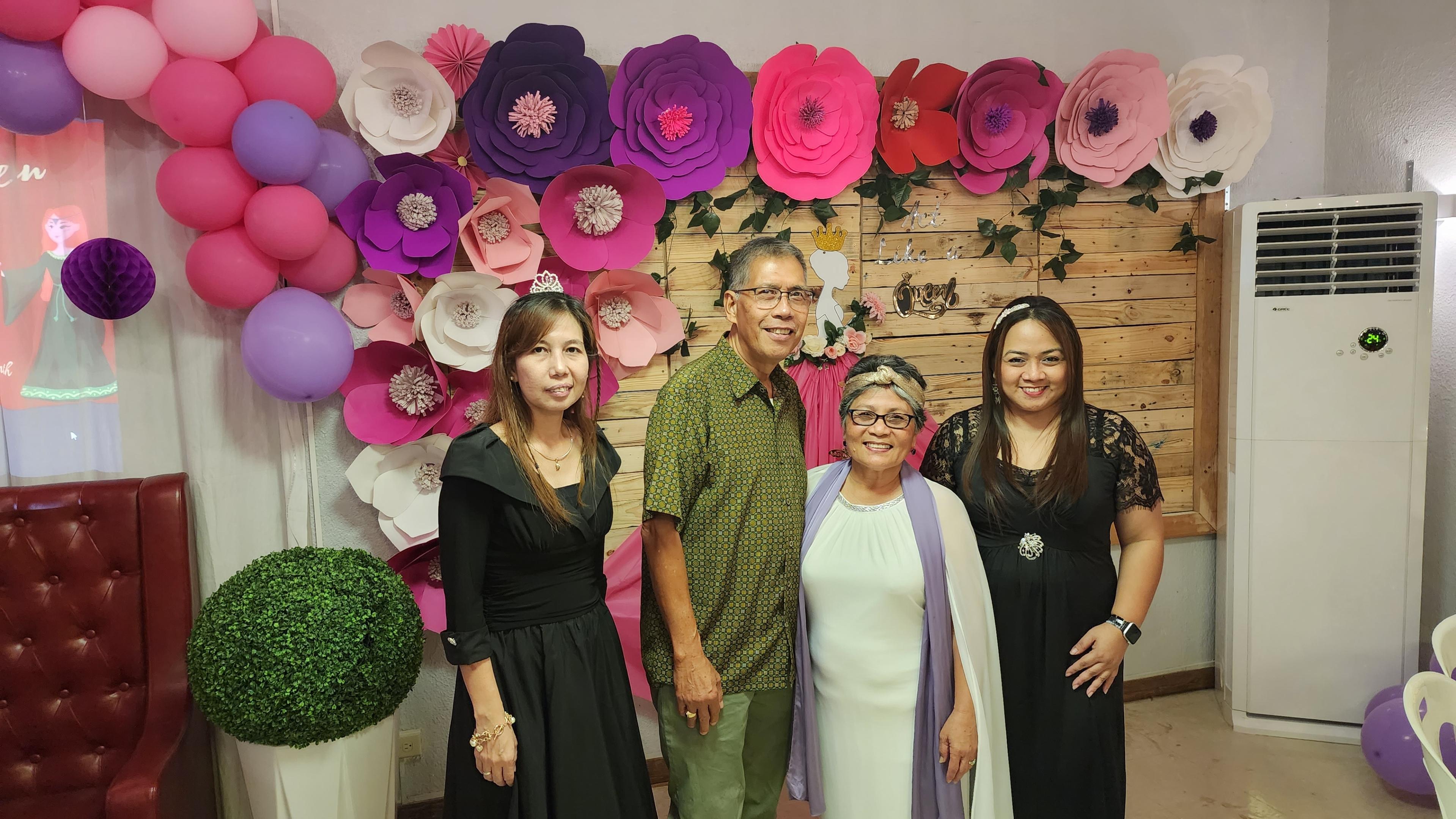 From left, Melanie Galapon, Pastor Manuelito Rey, his wife Femie Ray and Marie Francia pose for a photo during Abigail’s Women Month’s celebration at Pepoy’s Café & Restaurant on March 18, 2023.
