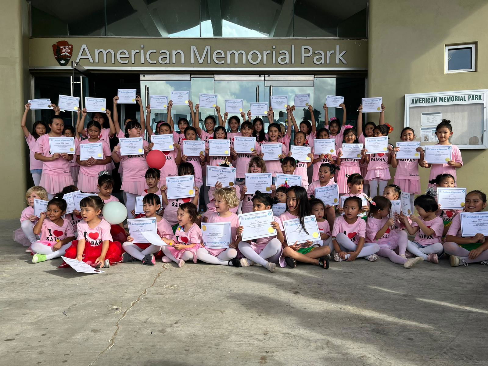 Each of the Saipan Dance Studio students received a certificate of appreciation from Saipan Mayor Ramon B. Camacho for their "Dance for Love" performances at the Visitor Center of American Memorial Park last month.