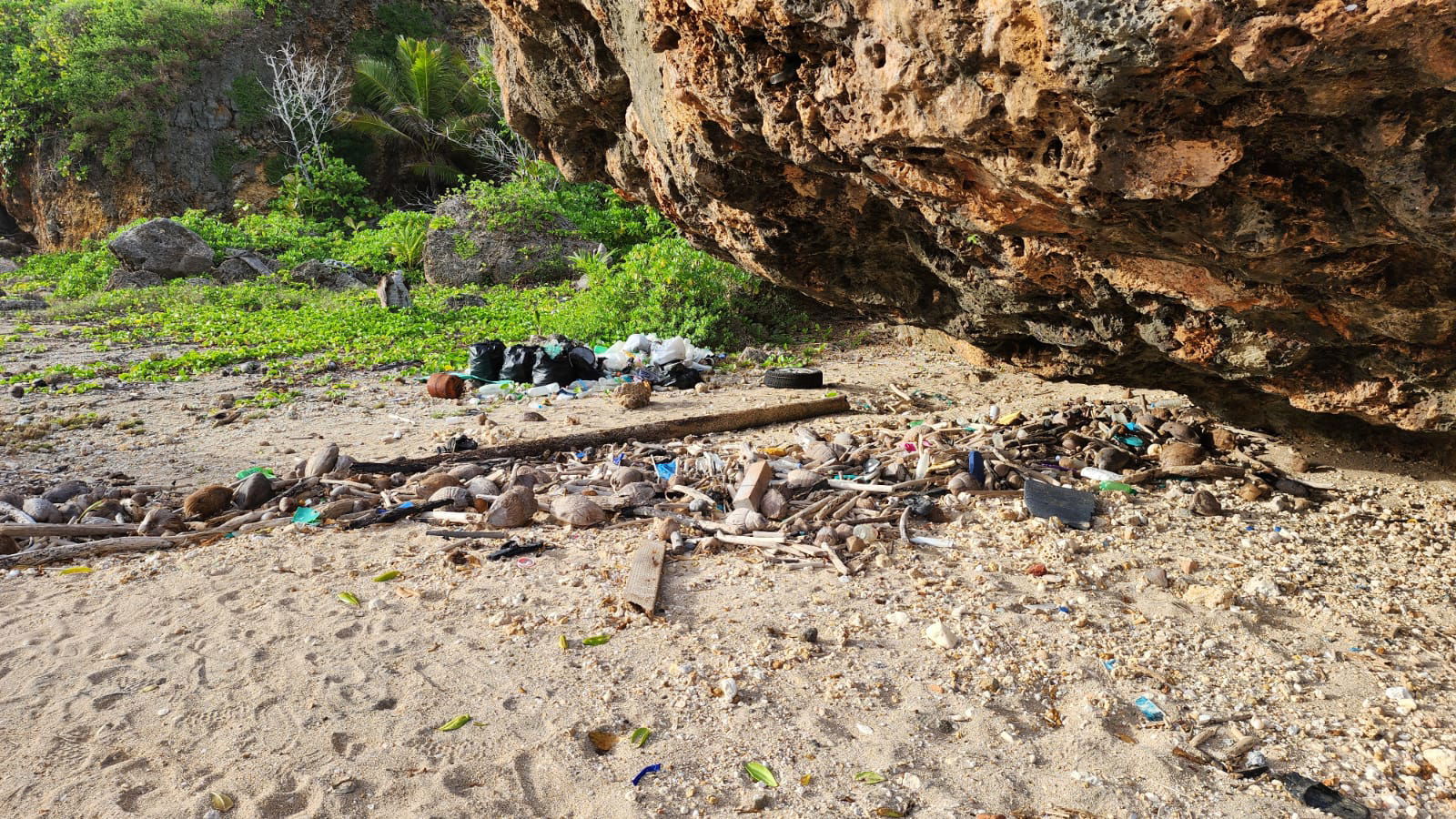 A litter-strewn area at Old Man by Sea, one of the island’s  famous tourist destinations.