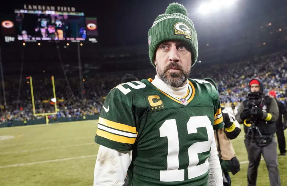 Green Bay Packers' Aaron Rodgers walks off the field after an NFL football game against the Detroit Lions, Sunday, Jan. 8, 2023, in Green Bay, Wis.