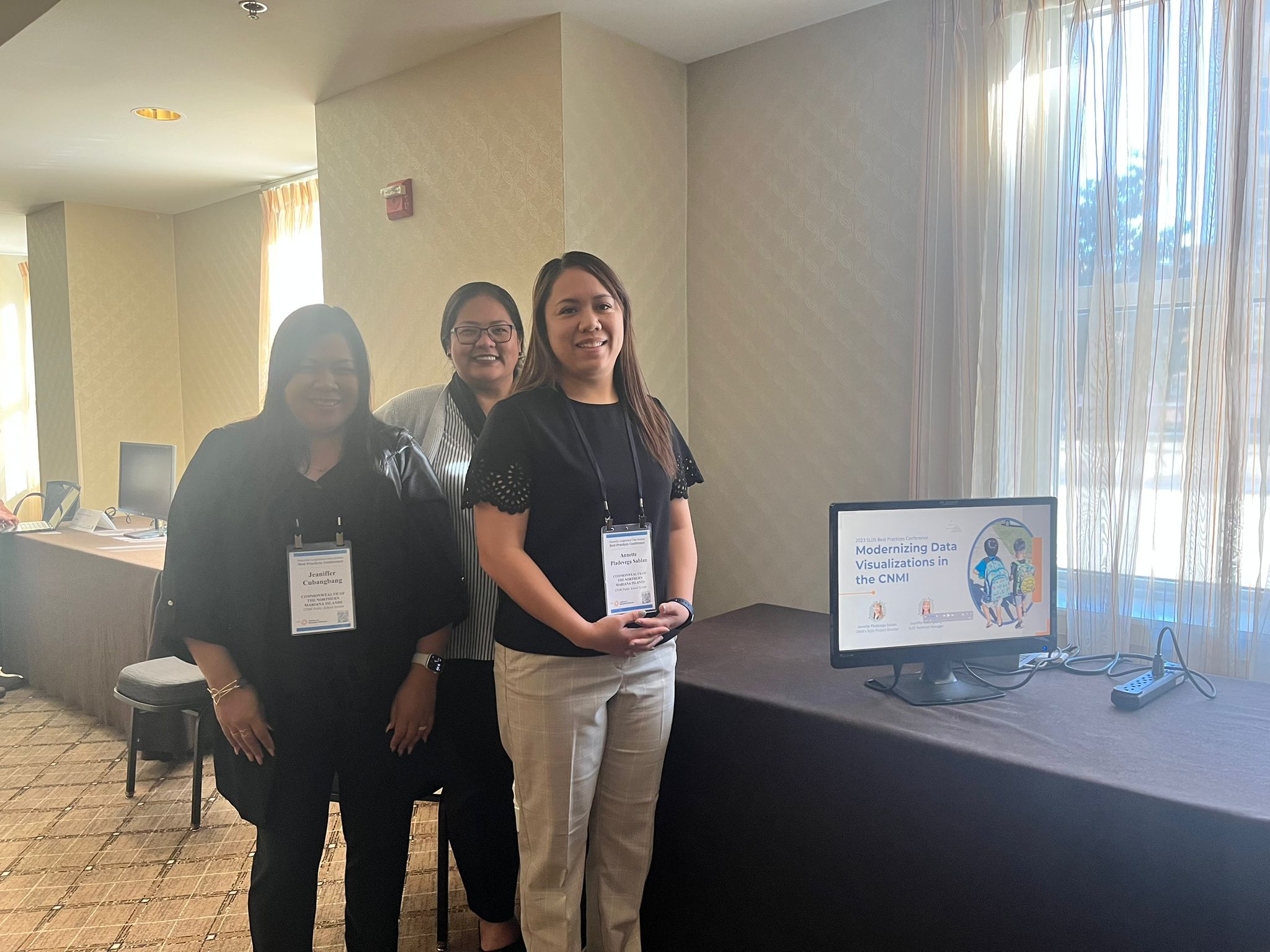At the Best Practices Conference in Alexandria, Virginia, Annette Pladevega, Jeaniffer Cubangbang and Nora Fujihira, PSS special education program manager-data and compliance monitor.