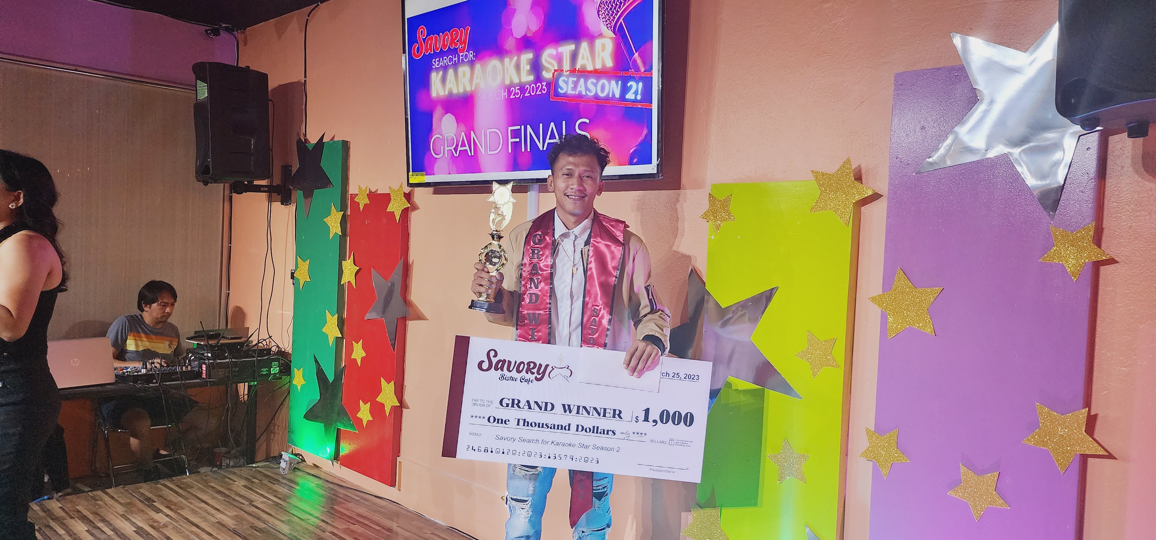 Alfred Tabora received $1,000, a trophy and gift certificates for winning this year’s Savory’s Search for Karaoke Star Season 2.