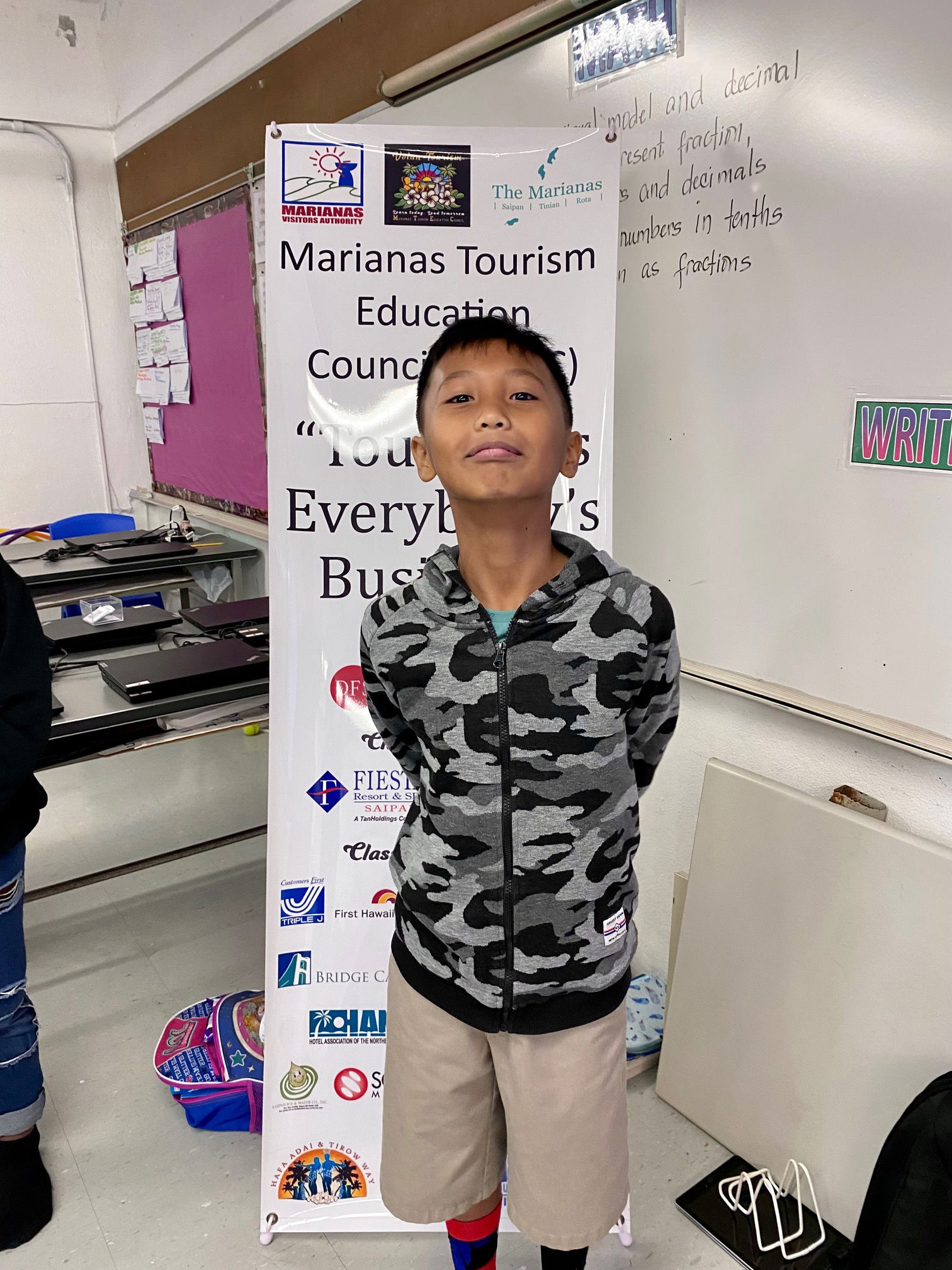 Dylan Legaspi of Garapan Elementary School would prefer being a pilot to  support tourism at  the presentation of Marianas Tourism Education Council and Marianas Visitors Authority on March 1, 2023, at the school.