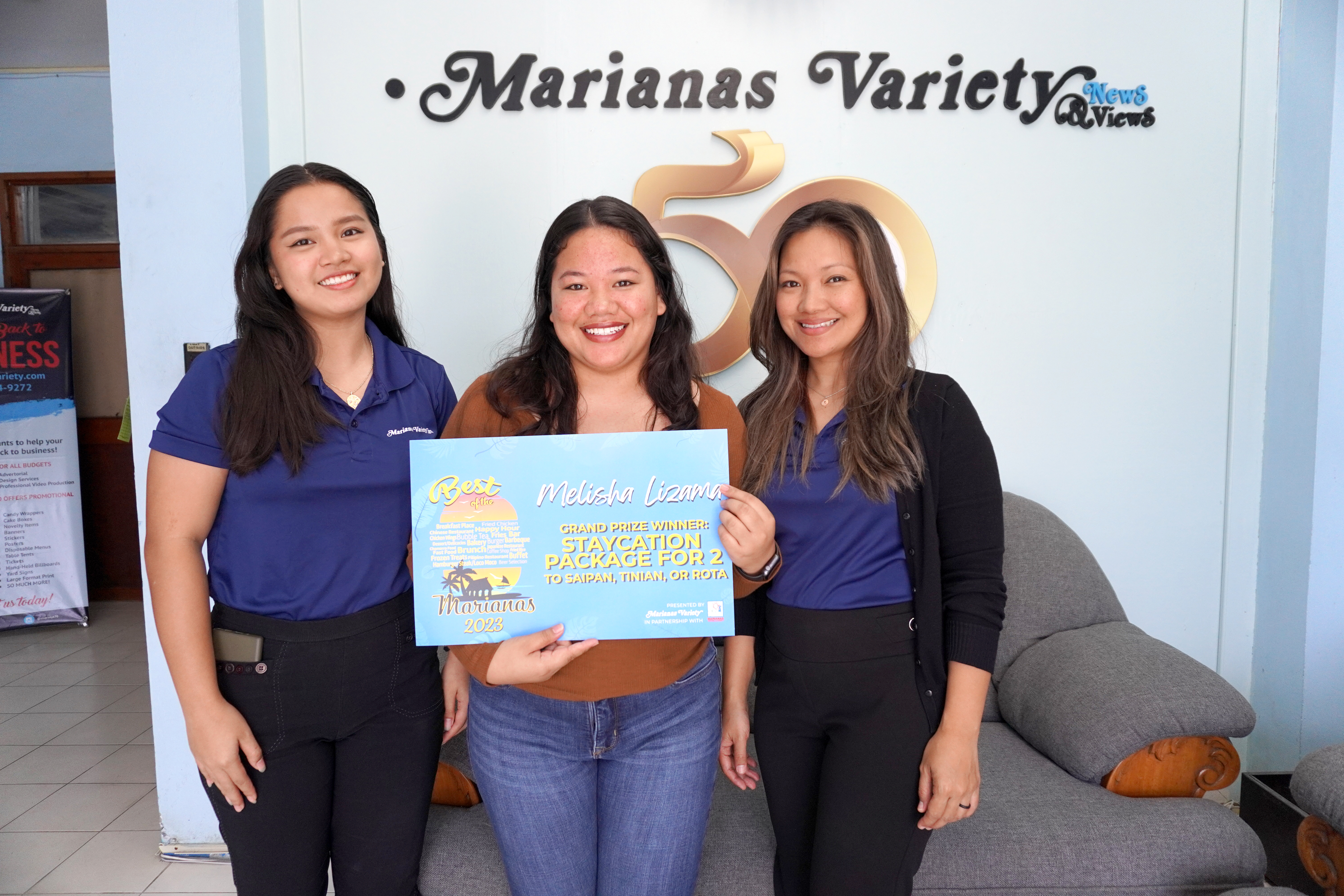 From left: Hazel Sadian, Grand Raffle Prize Winner Melisha Lizama, and Jennifer Younis.