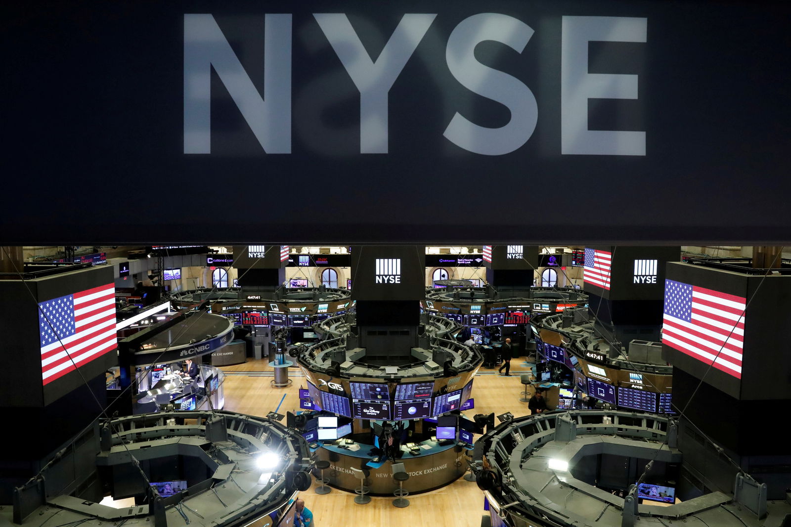The floor of the New York Stock Exchange is seen after the close of trading in New York, March 18, 2020.