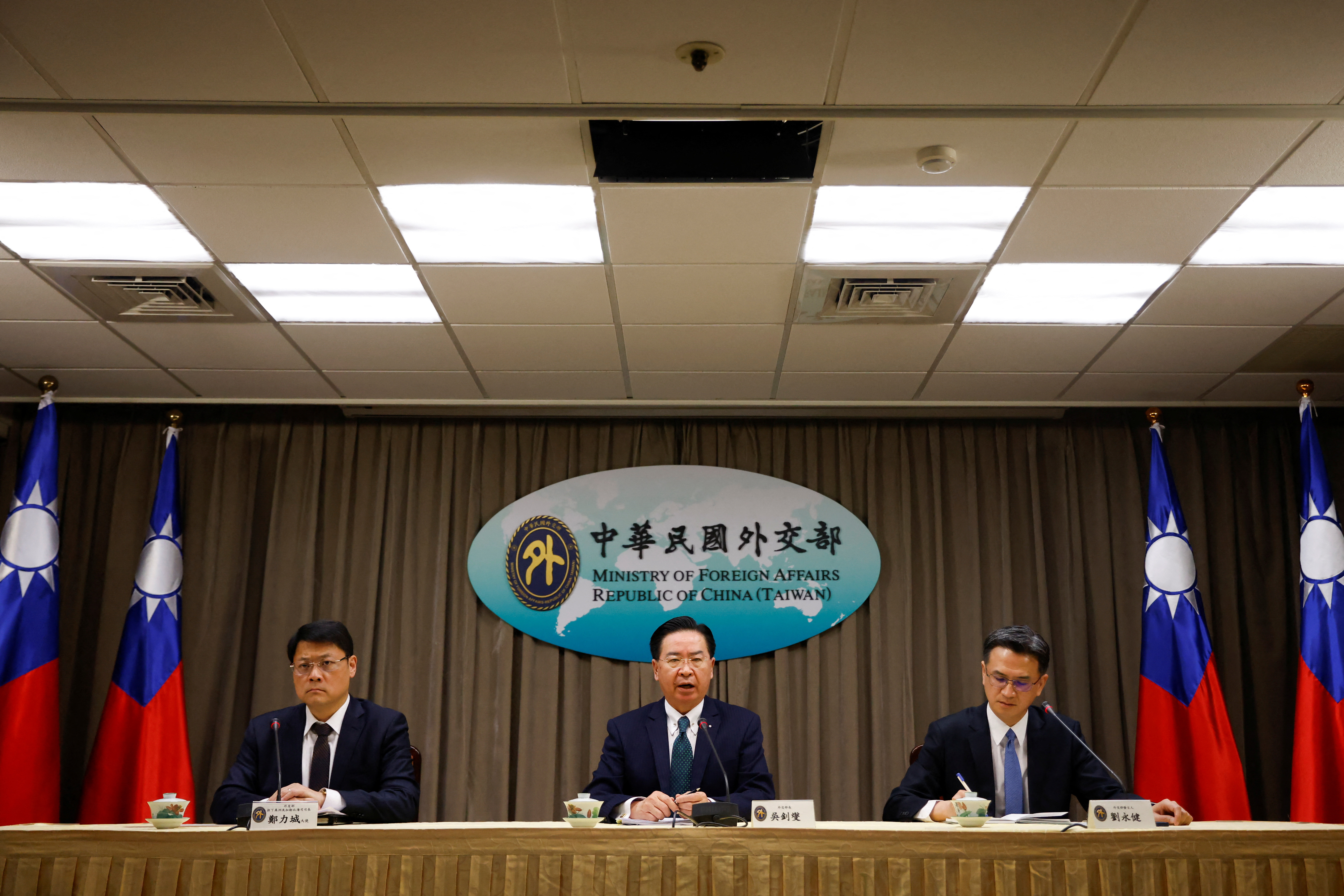 Taiwan Foreign Minister Joseph Wu speaks during a news conference in Taipei, Taiwan on March 26, 2023.