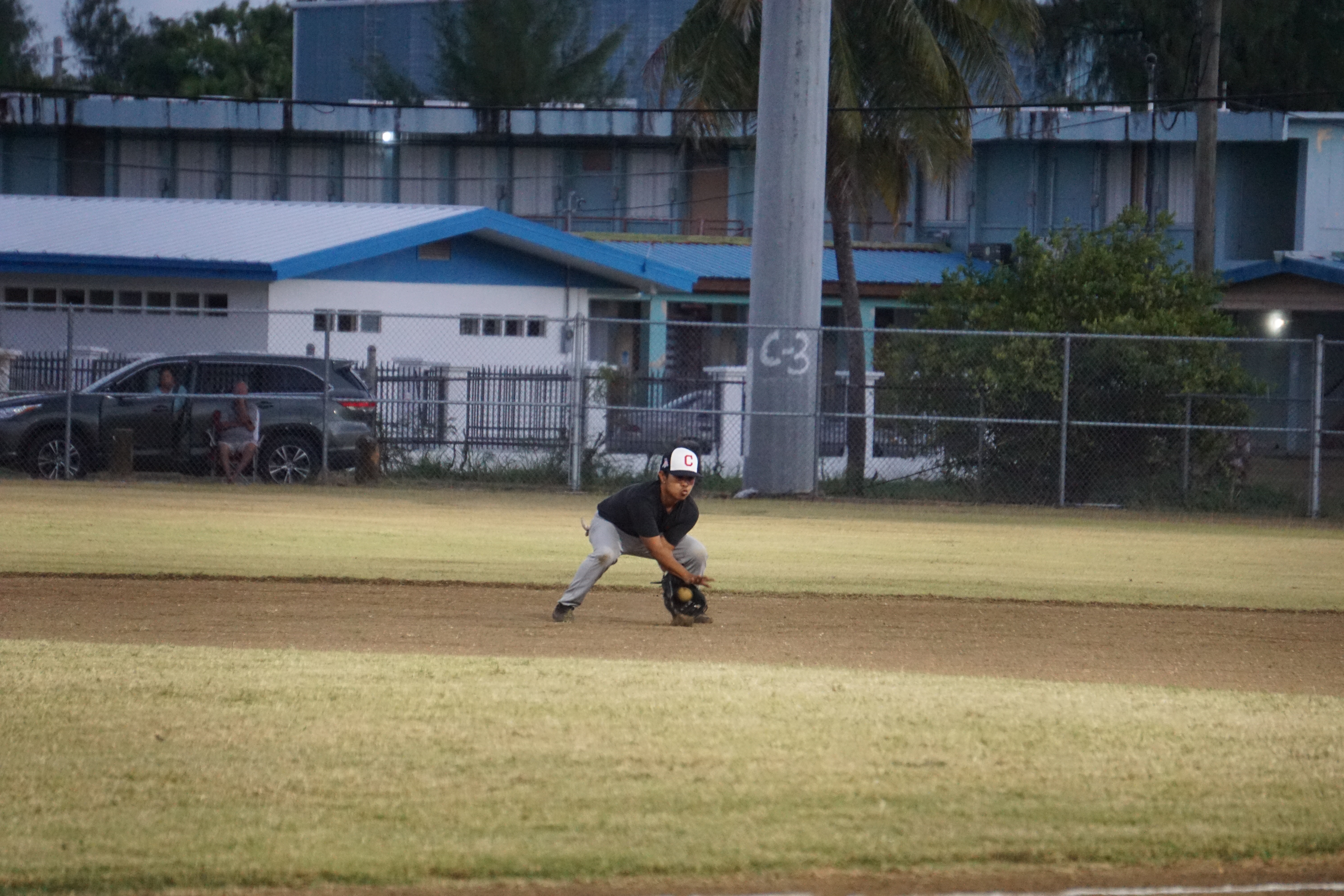 SPC Survivors second baseman Ross Arriola secures the grounder during a Tan Holdings Saipan Baseball League game Tuesday at the Francisco "Tan Ko" Palacios Baseball Field.