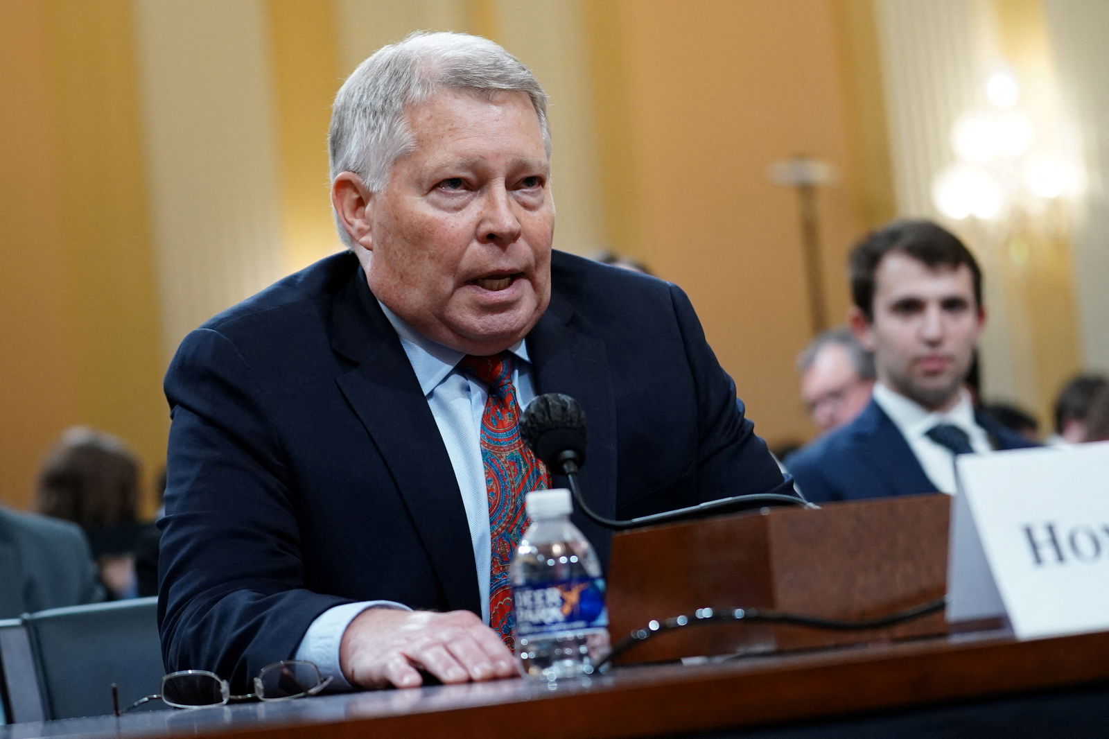 FILE PHOTO: Michael Luttig, advisor to former U.S. Vice President Mike Pence and a former U.S. federal judge, testifies during the third of eight planned public hearings of the U.S. House Select Committee to investigate the January 6 Attack on the United States Capitol, on Capitol Hill in Washington, U.S. June 16, 2022. REUTERS/Sarah Silbiger