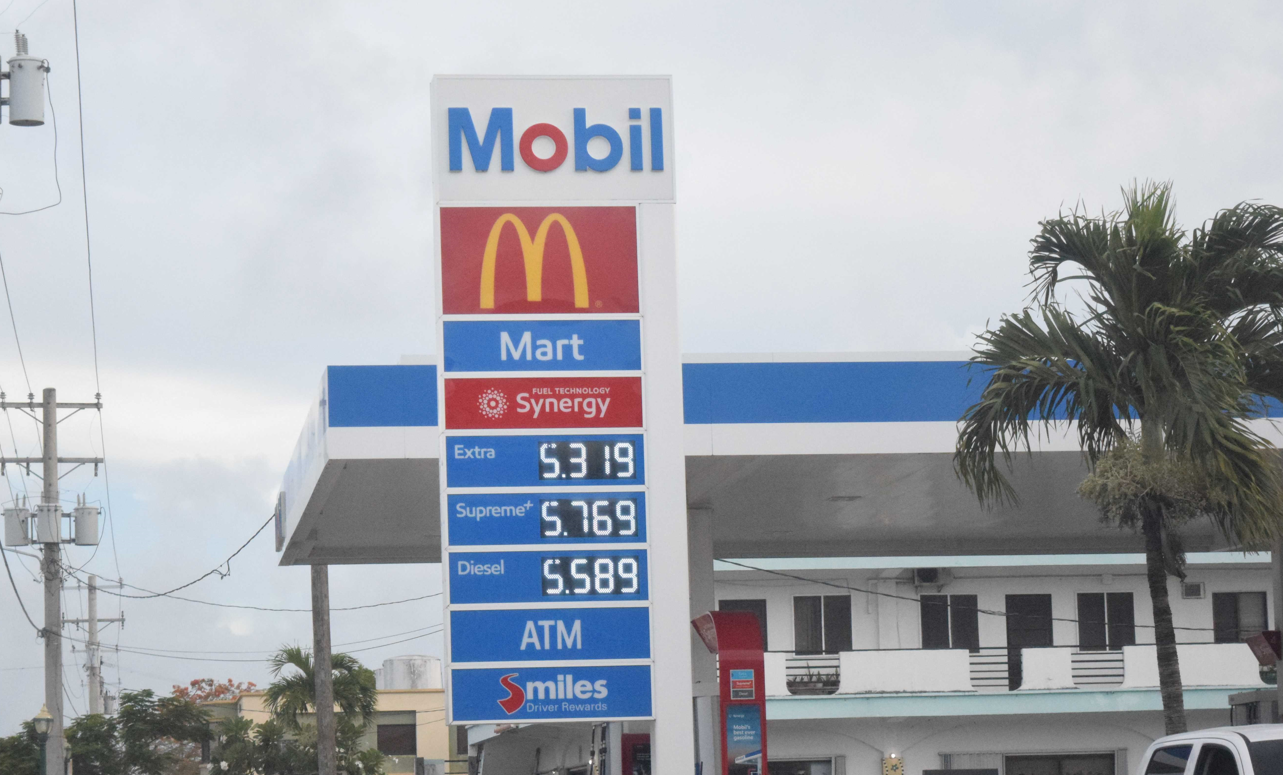 Mobil Oil Marianas on Beach Road in Garapan displays its prices on Monday.