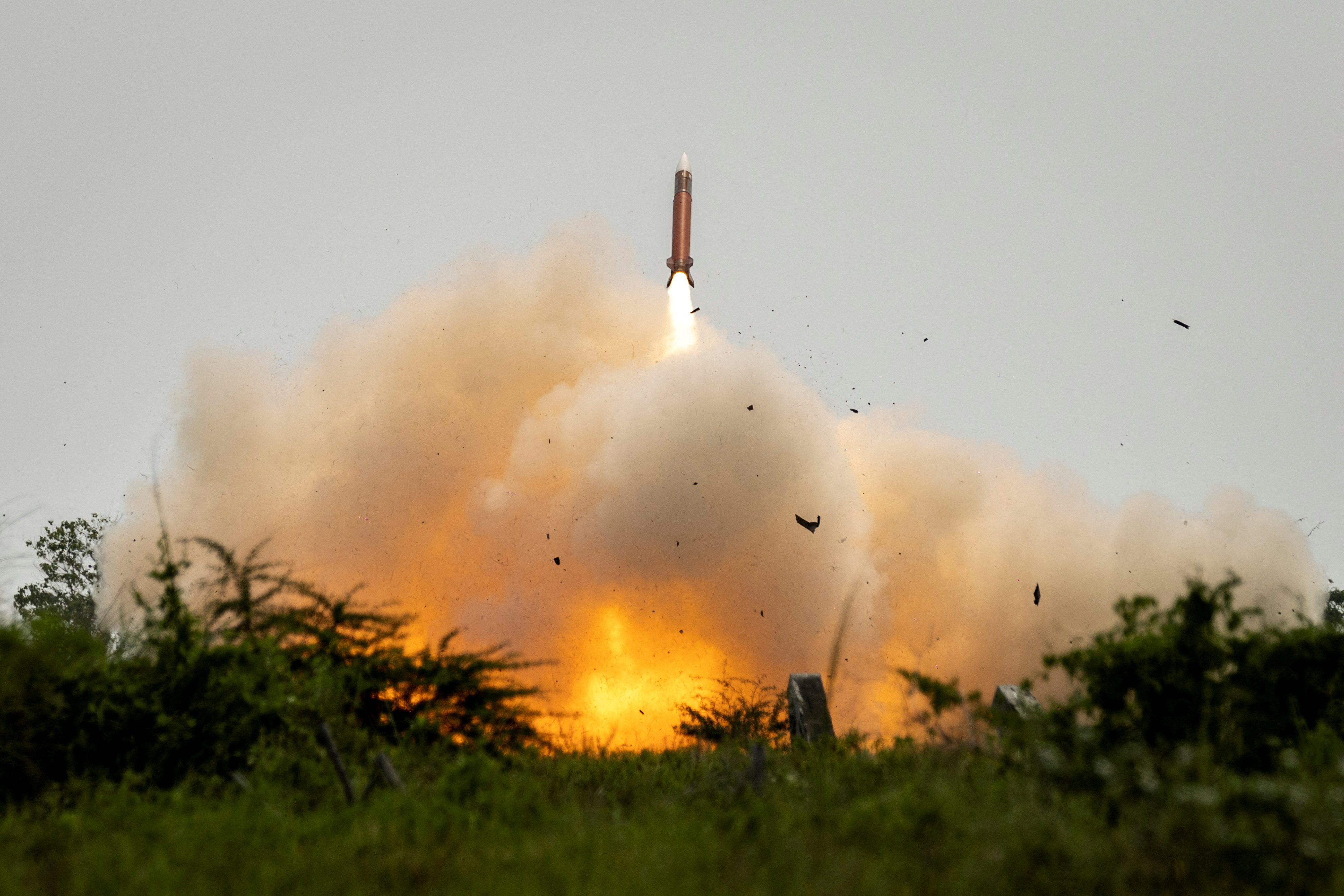 A Patriot air missile system is fired during a live fire exercise in the annual joint military exercises between U.S. and Philippine troops called "Balikatan" or shoulder-to-shoulder, at a naval base in San Antonio, Zambales province, Philippines, April 25, 2023. REUTERS/Eloisa Lopez TPX IMAGES OF THE DAY