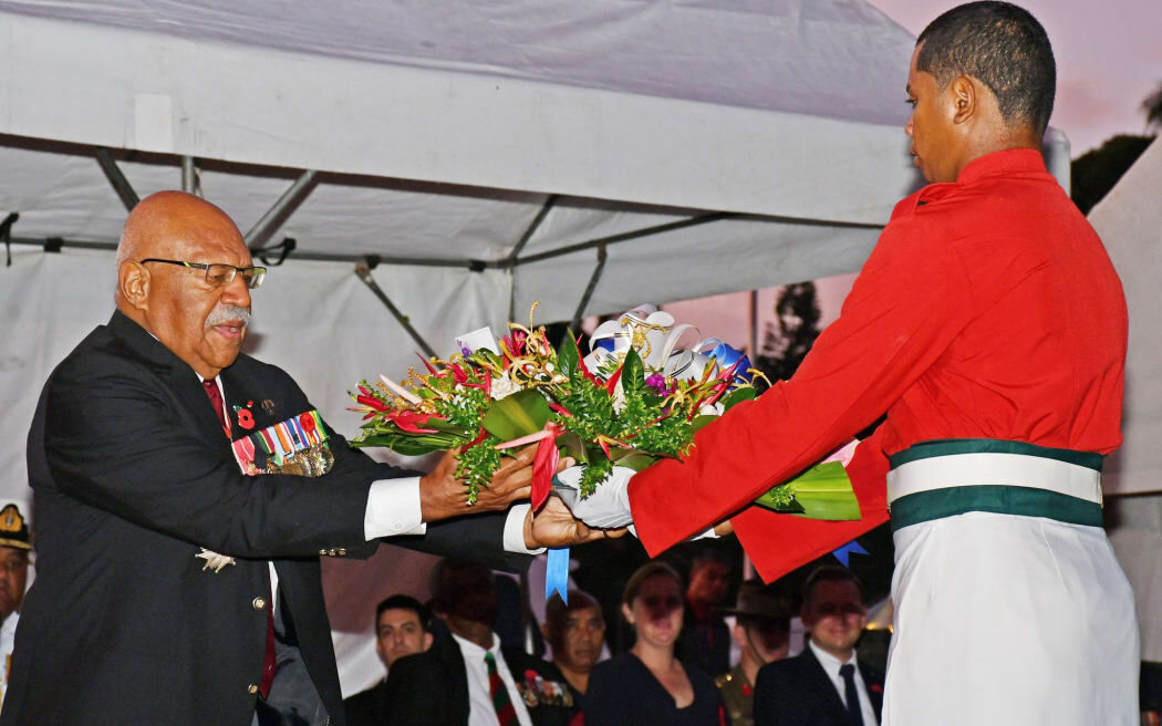 Prime Minister Sitiveni Rabuka the ANZAC Day Dawn Service 