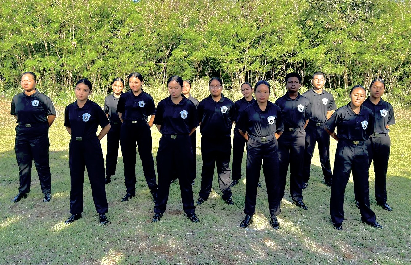 The Tinian Junior High School Leadership Corps team finished third in the unarmed regulation.