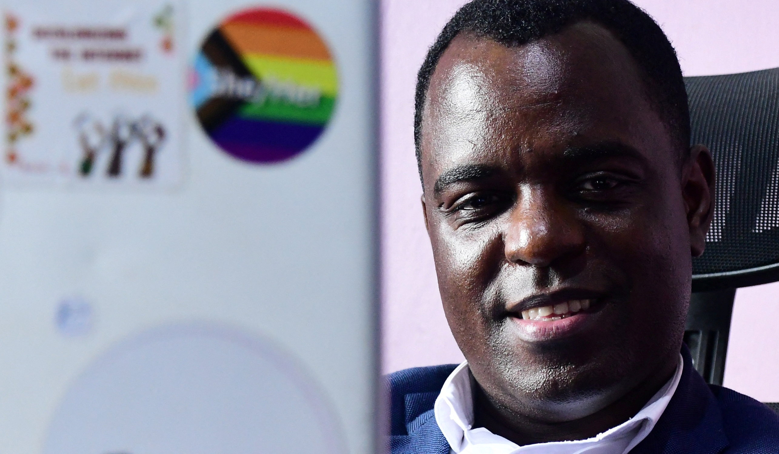 Ugandan LGBTQ activist Frank Mugisha attends a Reuters interview in Makindye suburb, of Kampala, Uganda March 30, 2023. REUTERS/Abubaker Lubowa